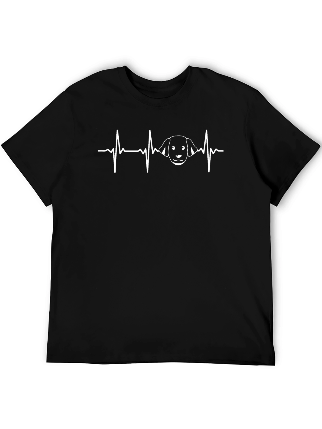 Dog Heartbeat T-Shirt - Black Crew Neck Tee
