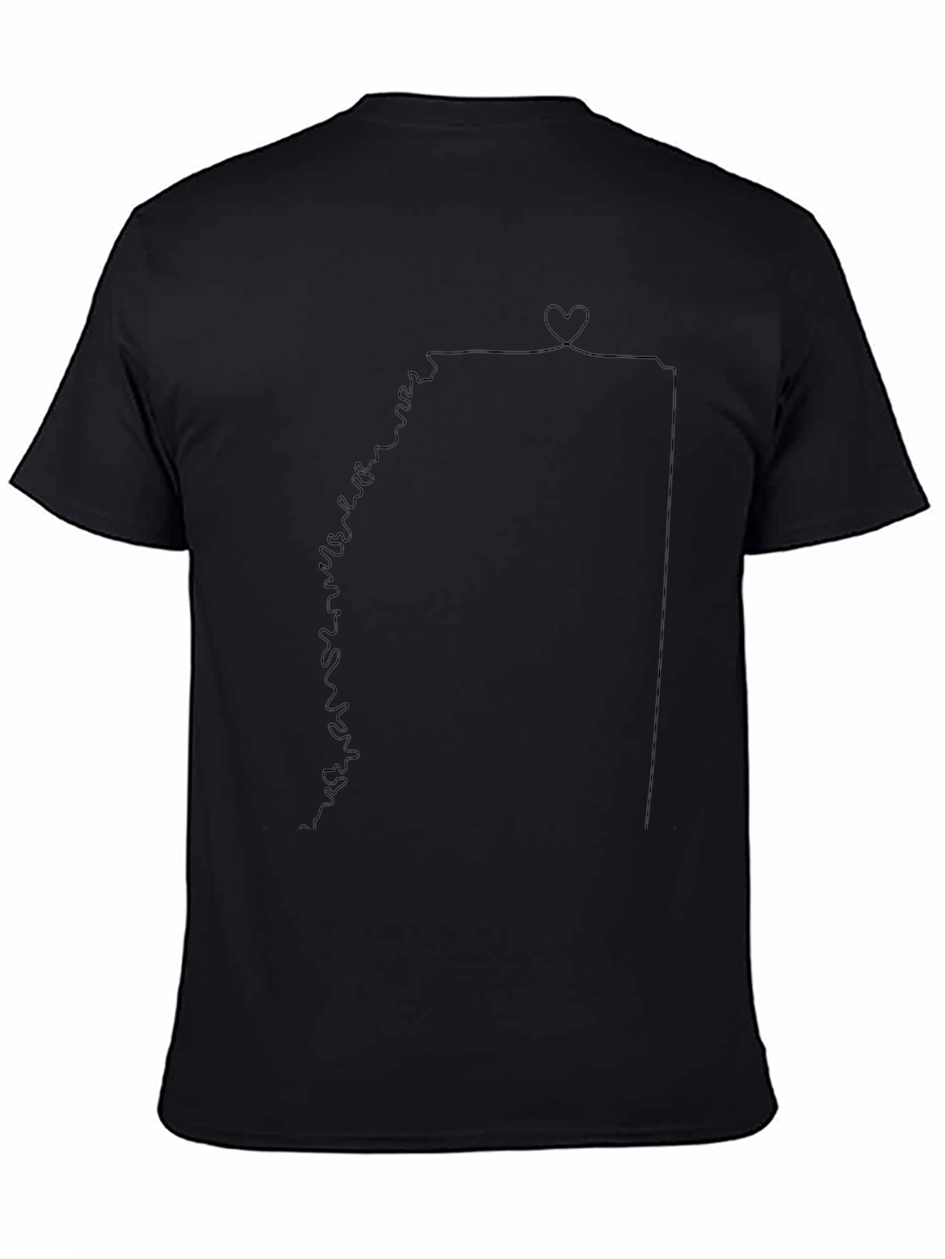 Arkansas State Outline Heartbeat T-Shirt - Black Cotton Tee