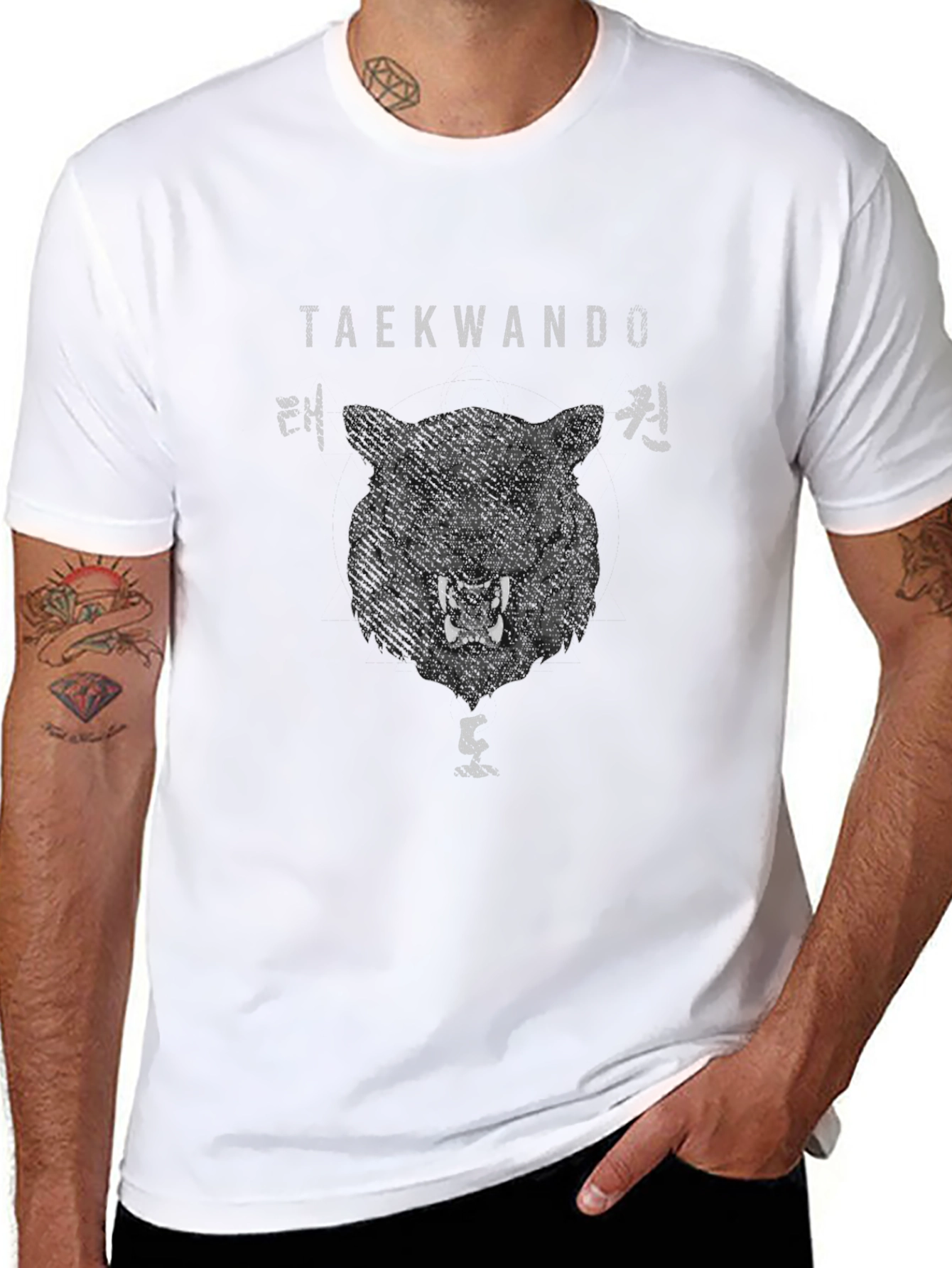 Taekwondo Tiger Graphic Black T-Shirt Martial Arts