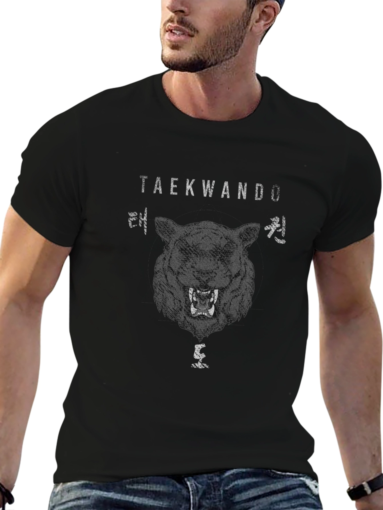 Taekwondo Tiger Graphic Black T-Shirt Martial Arts