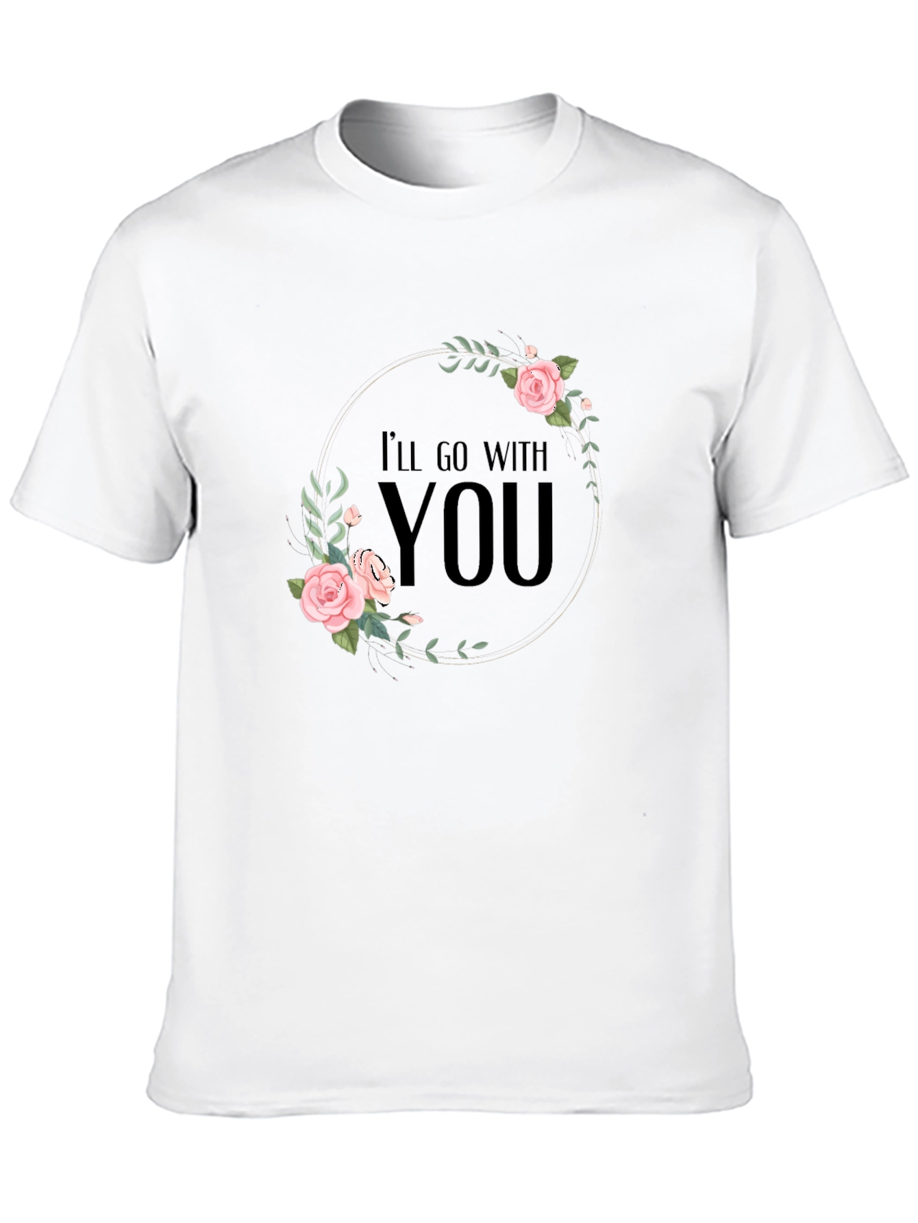 Floral Ill Go With You Graphic Black T-Shirt