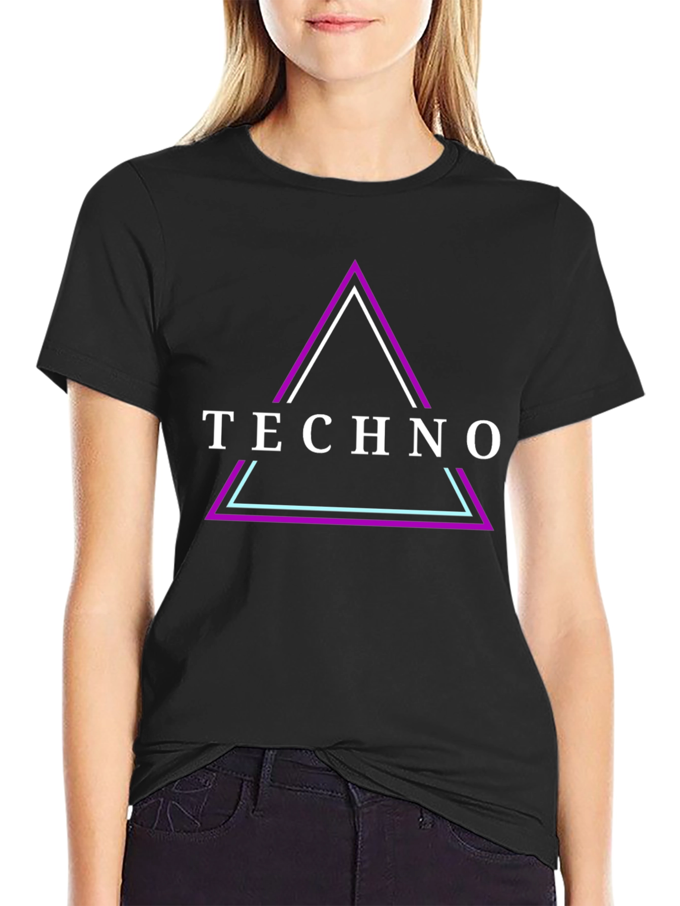 Techno Triangle Graphic T-Shirt - Black