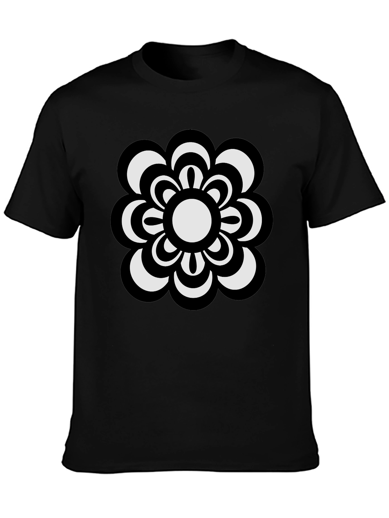 Retro Flower Power T-Shirt - Black