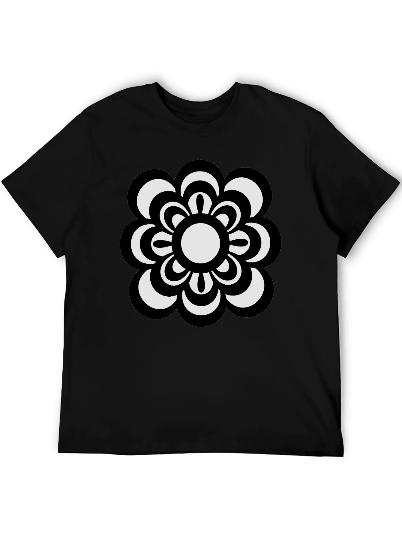 Retro Flower Power T-Shirt - Black
