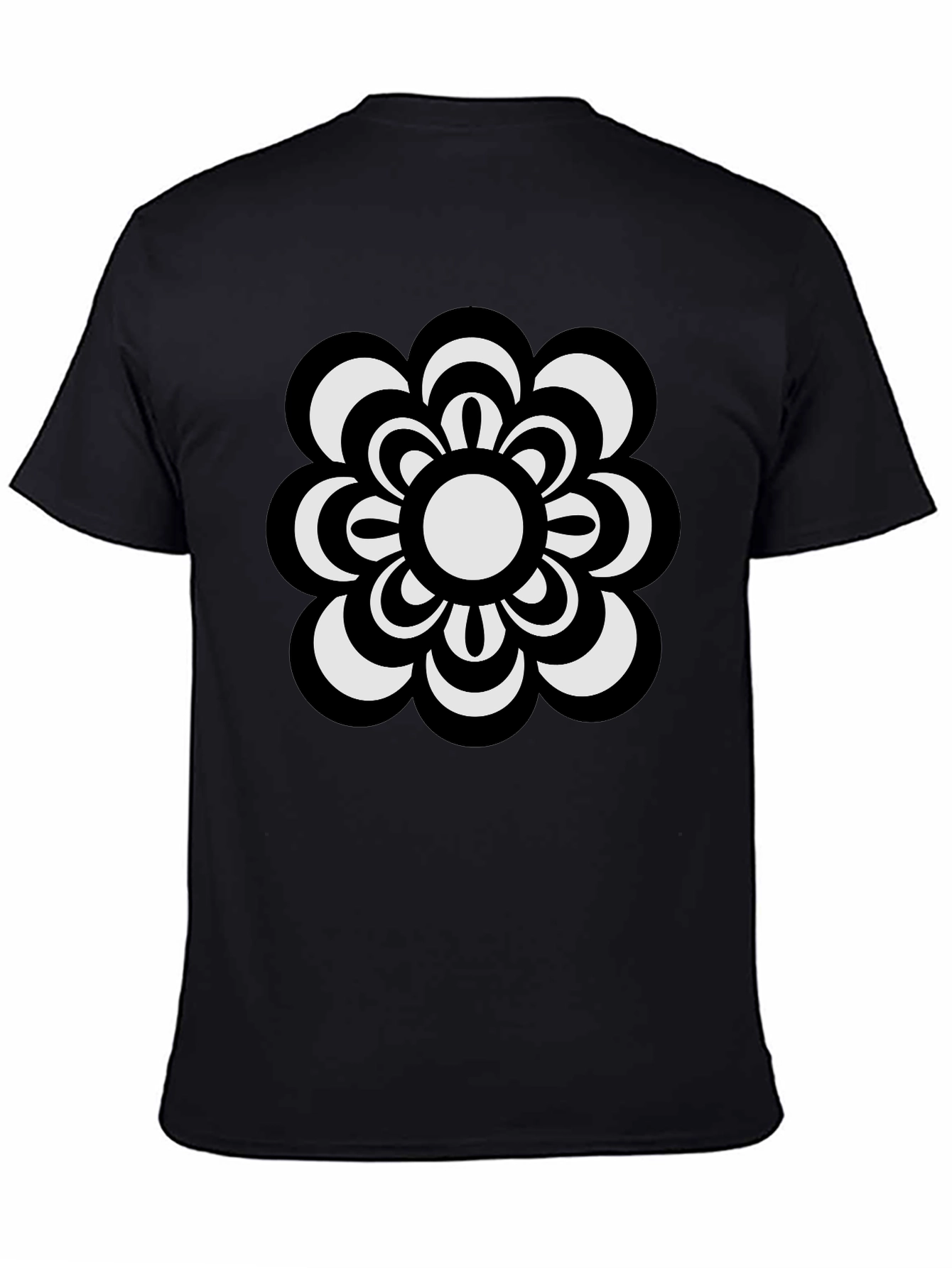 Retro Flower Power T-Shirt - Black