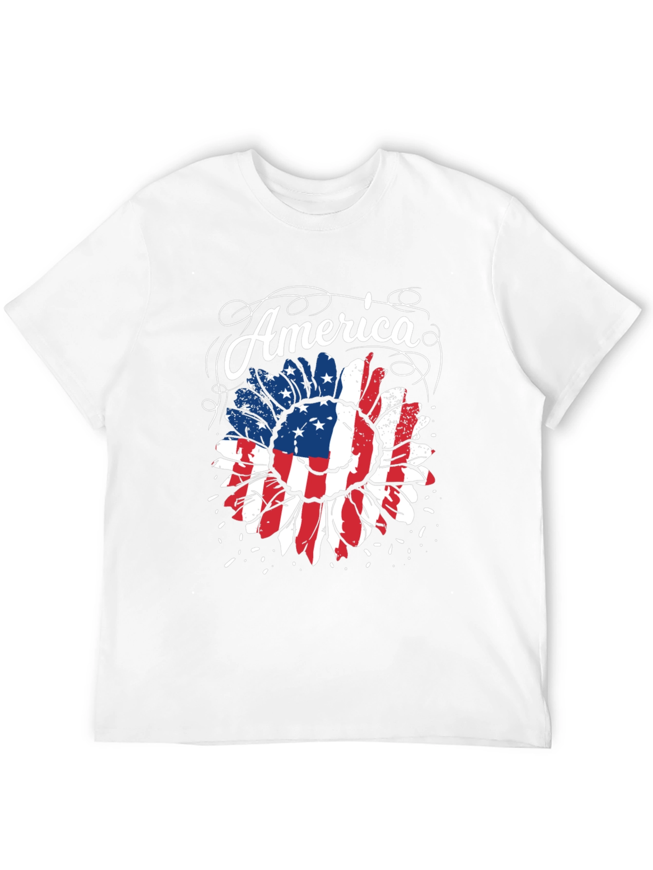 American Flag Sunflower Graphic Tee - Patriotic Style