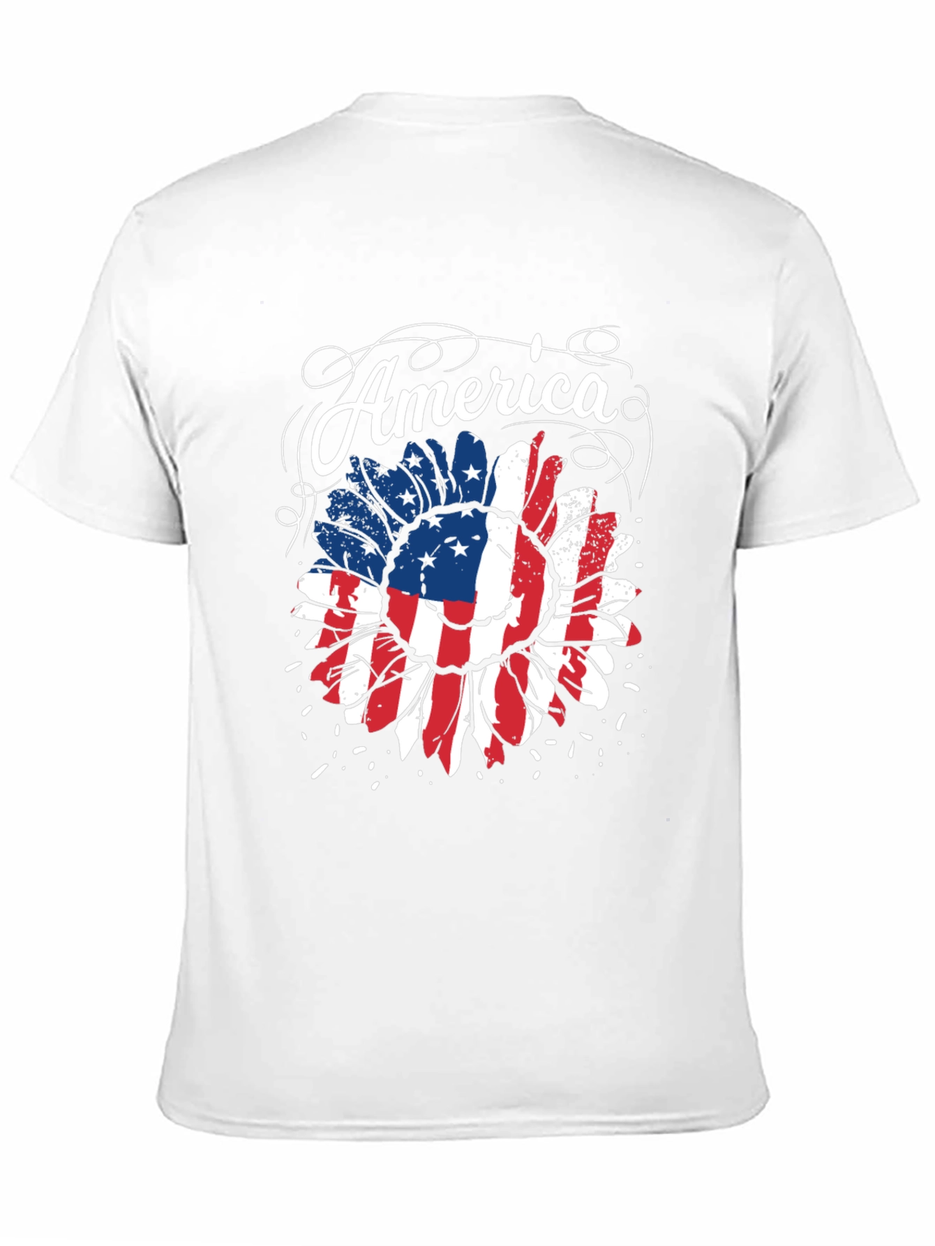 American Flag Sunflower Graphic Tee - Patriotic Style