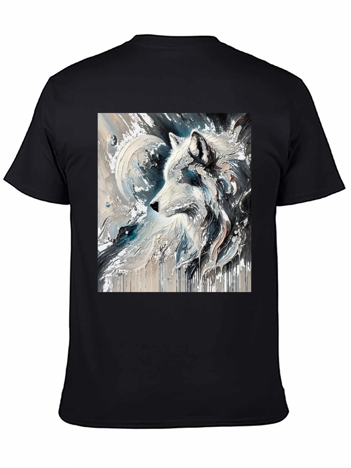 Wolf Art Graphic Black Tee - Stylish Mens T-Shirt