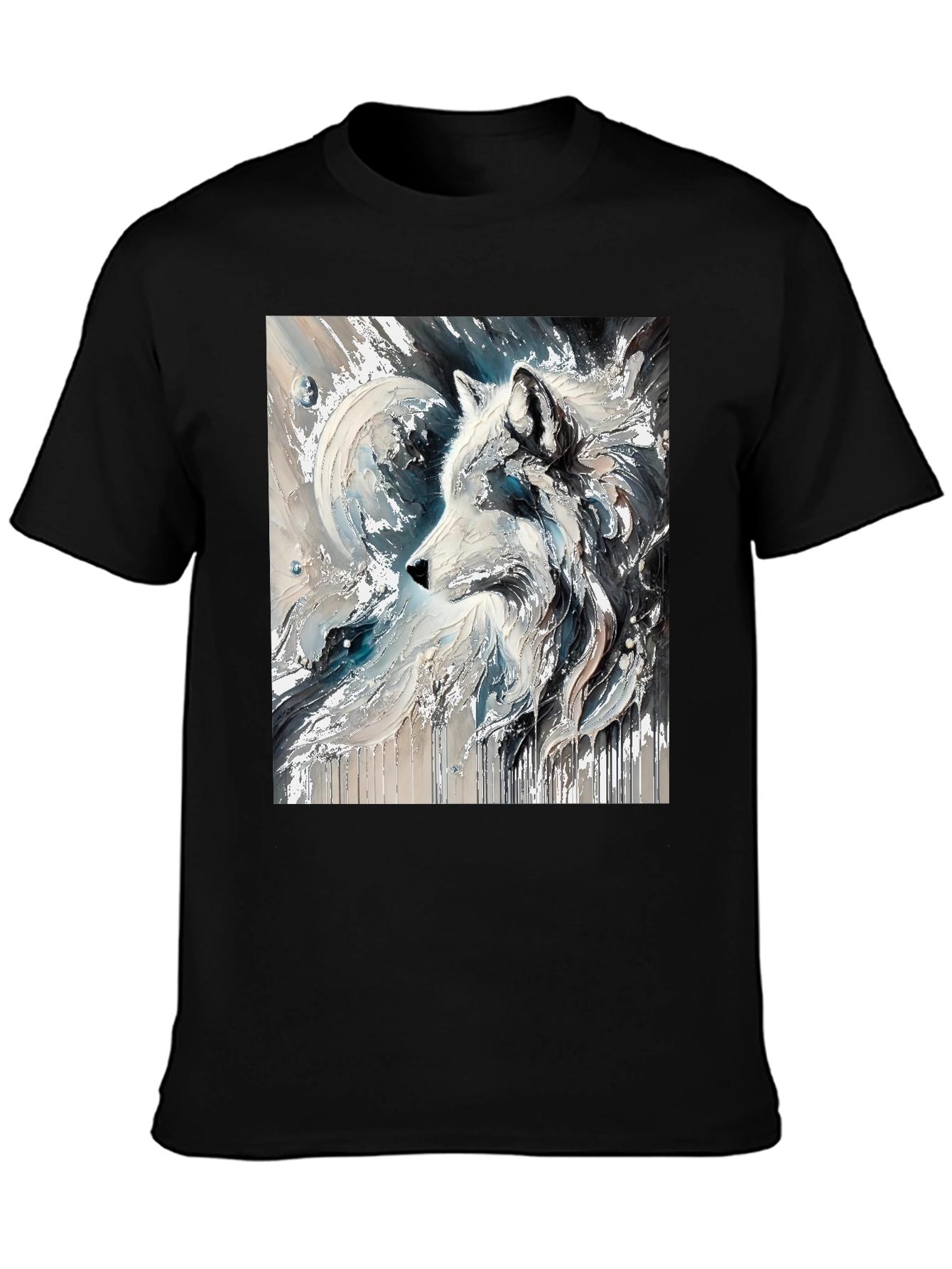 Wolf Art Graphic Black Tee - Stylish Mens T-Shirt