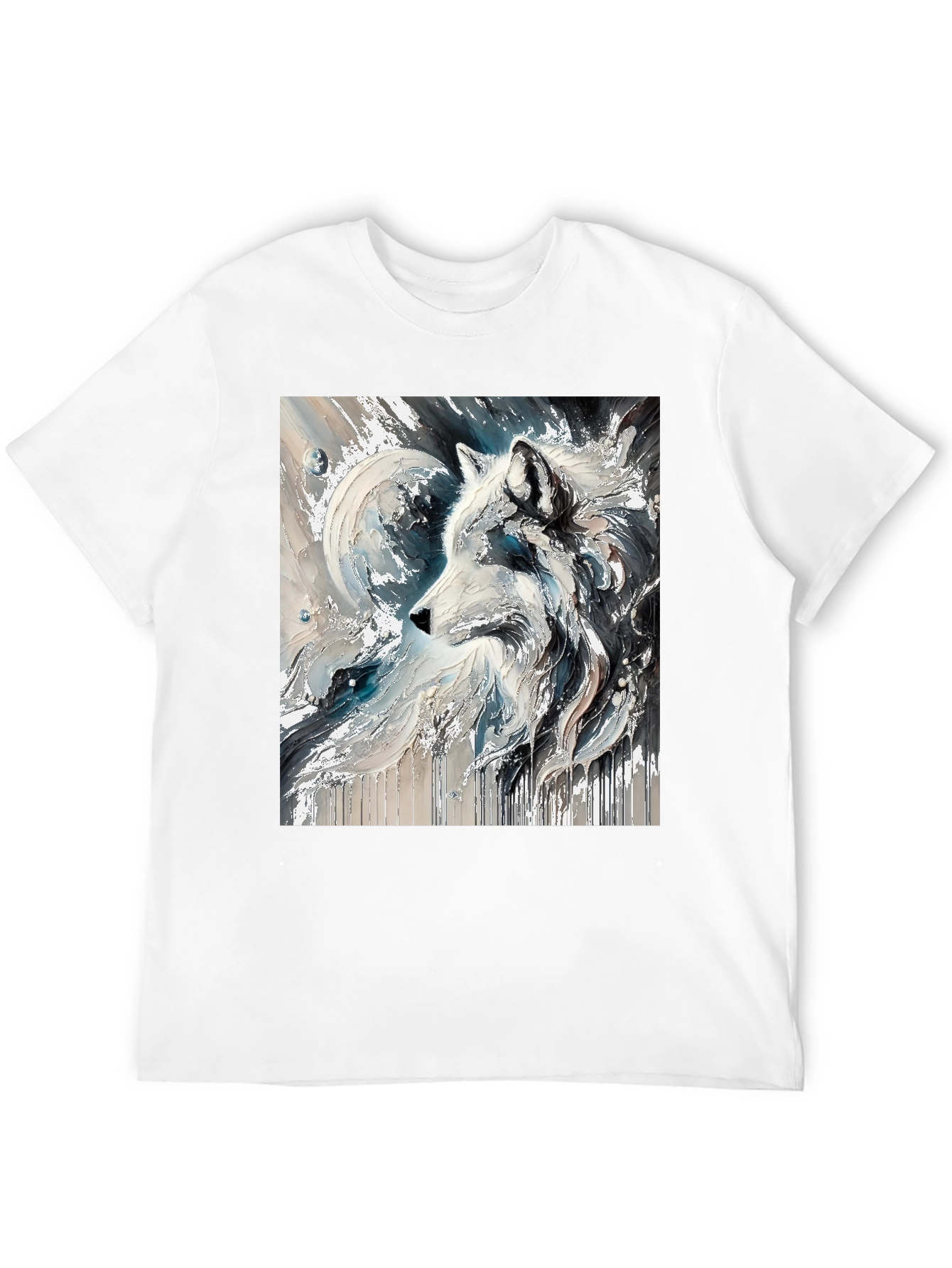 Wolf Art Graphic Black Tee - Stylish Mens T-Shirt