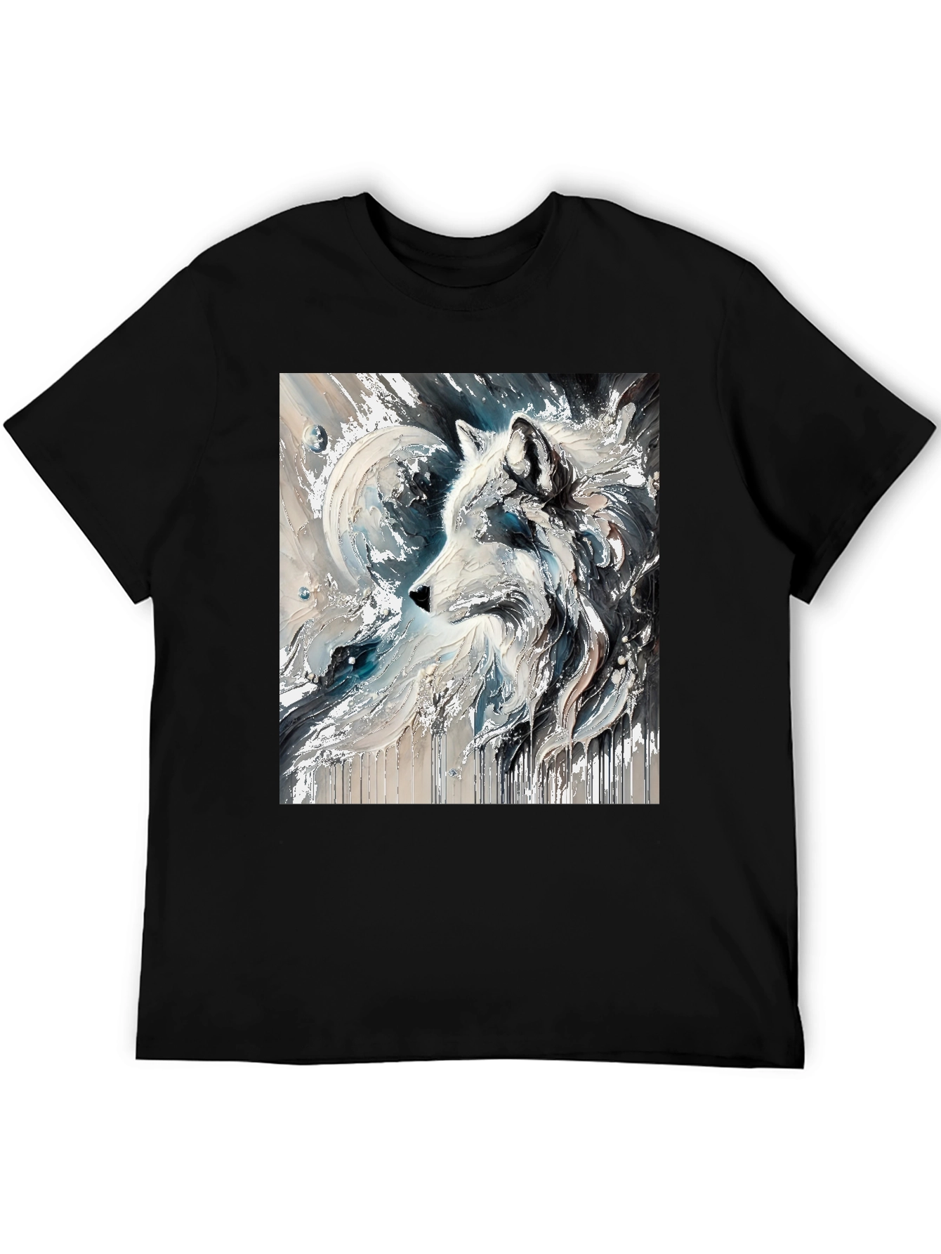 Wolf Art Graphic Black Tee - Stylish Mens T-Shirt
