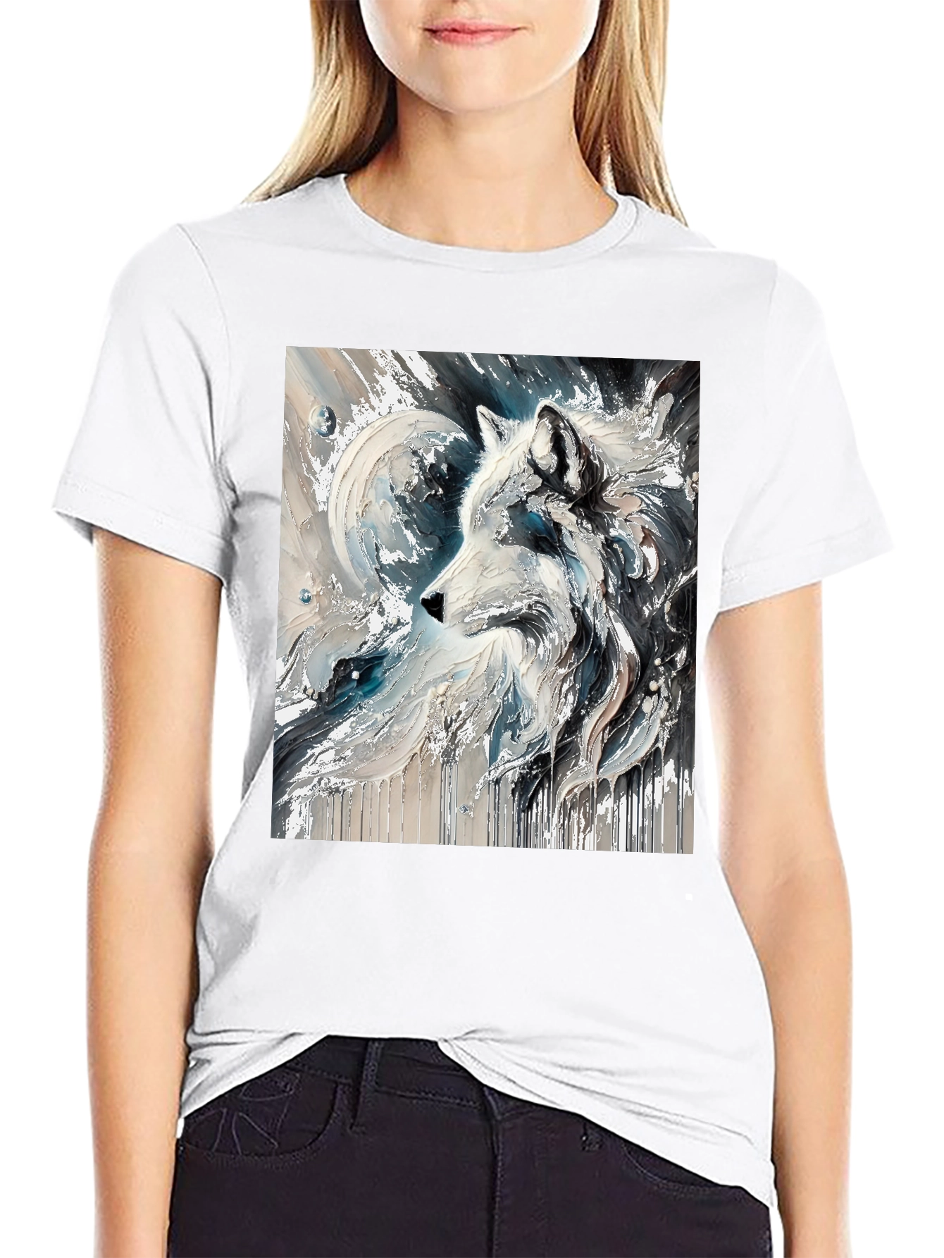 Wolf Art Graphic Black Tee - Stylish Mens T-Shirt