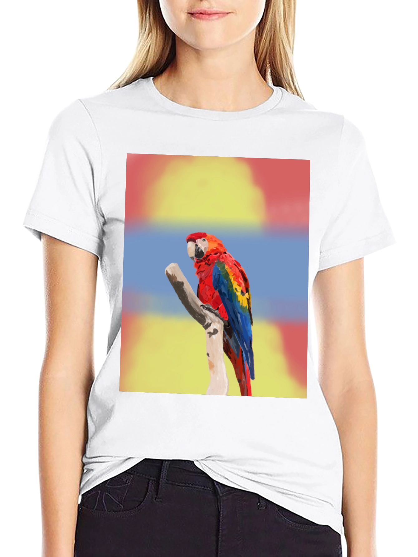 Macaw Parrot Graphic Tee - Mens Black T-Shirt