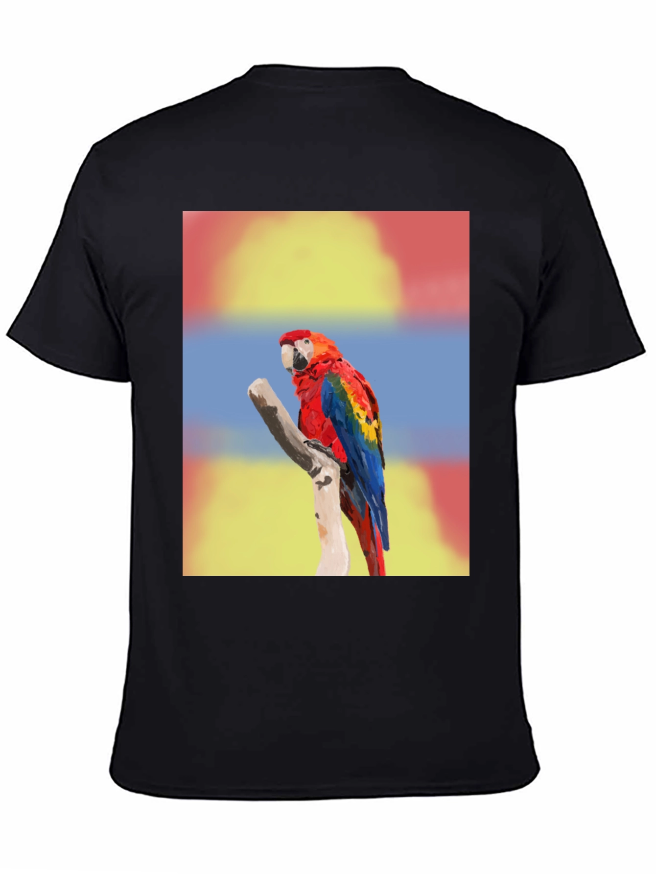 Macaw Parrot Graphic Tee - Mens Black T-Shirt