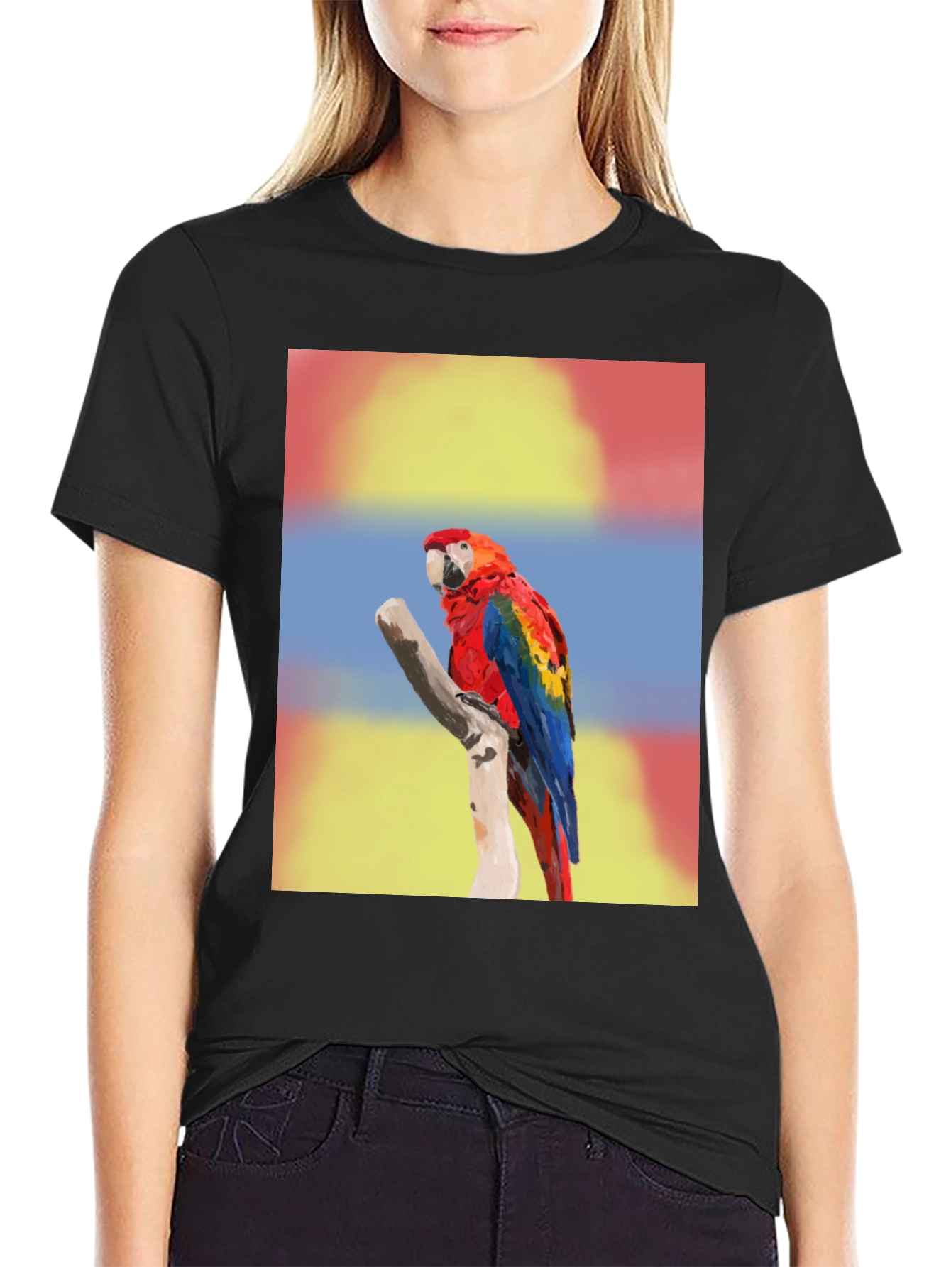 Macaw Parrot Graphic Tee - Mens Black T-Shirt