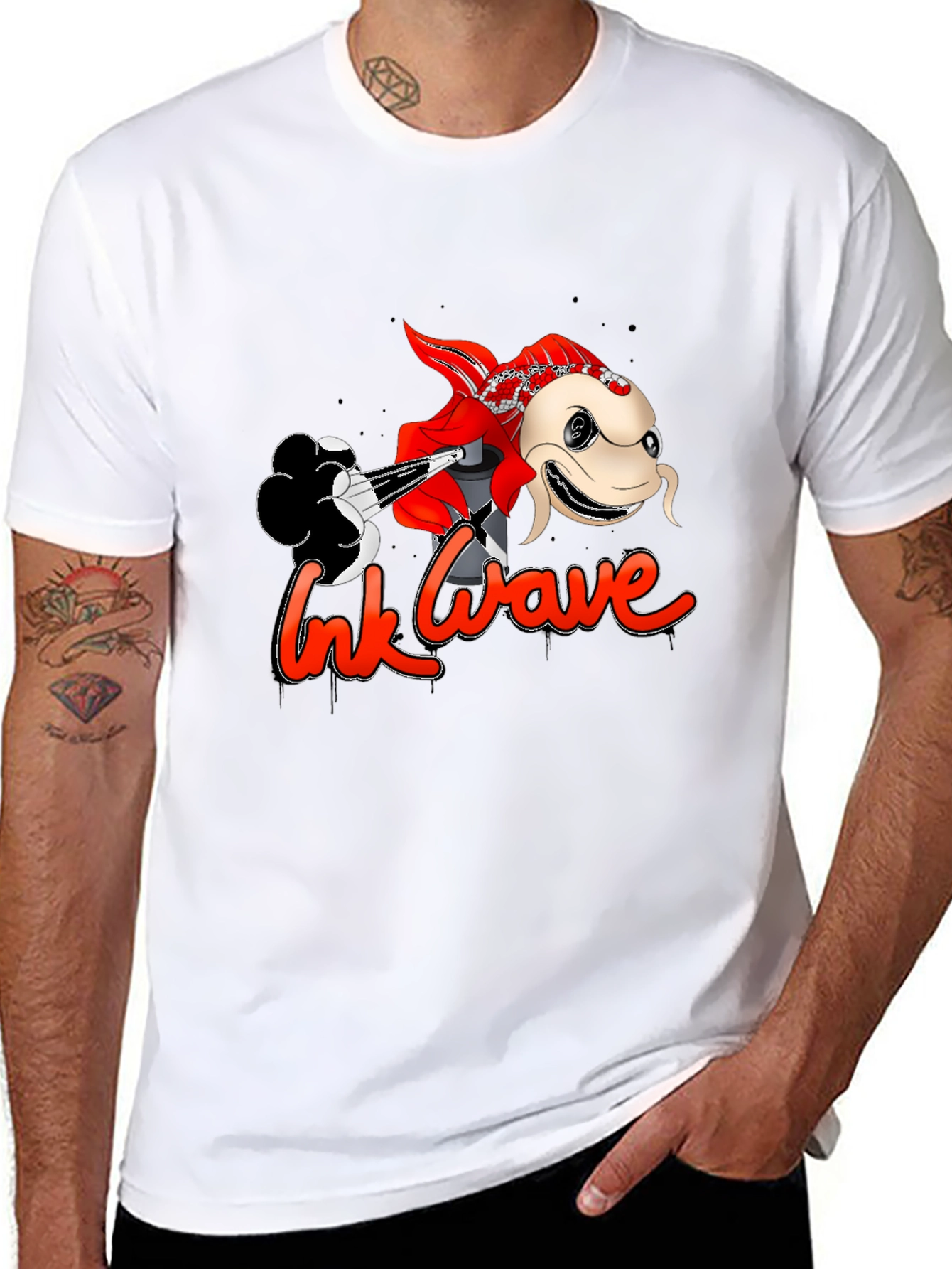 Ink Wave Graphic Tee - Black Unisex T-Shirt