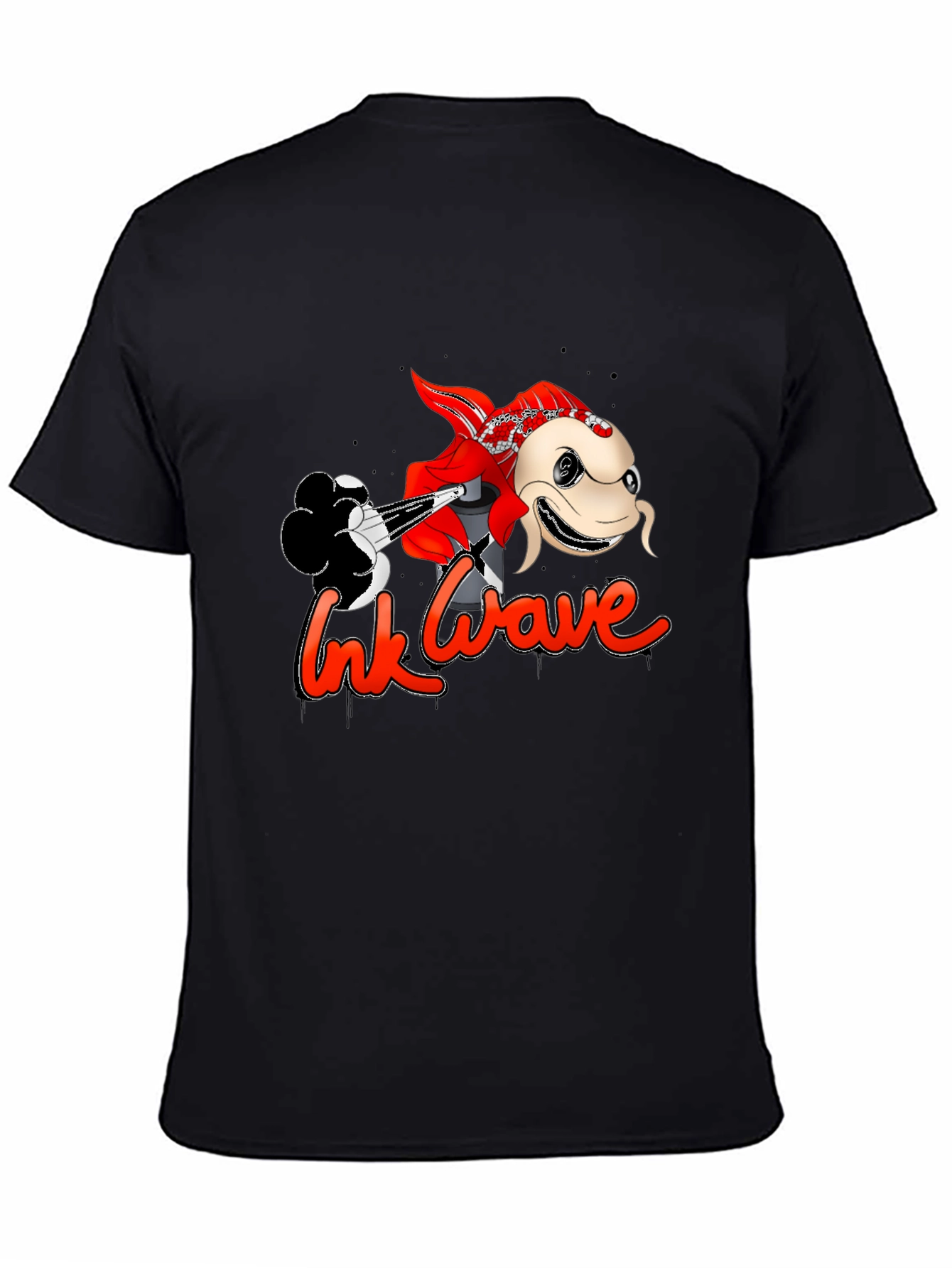 Ink Wave Graphic Tee - Black Unisex T-Shirt