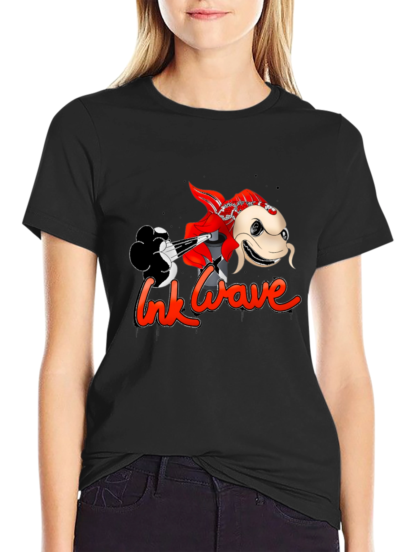 Ink Wave Graphic Tee - Black Unisex T-Shirt