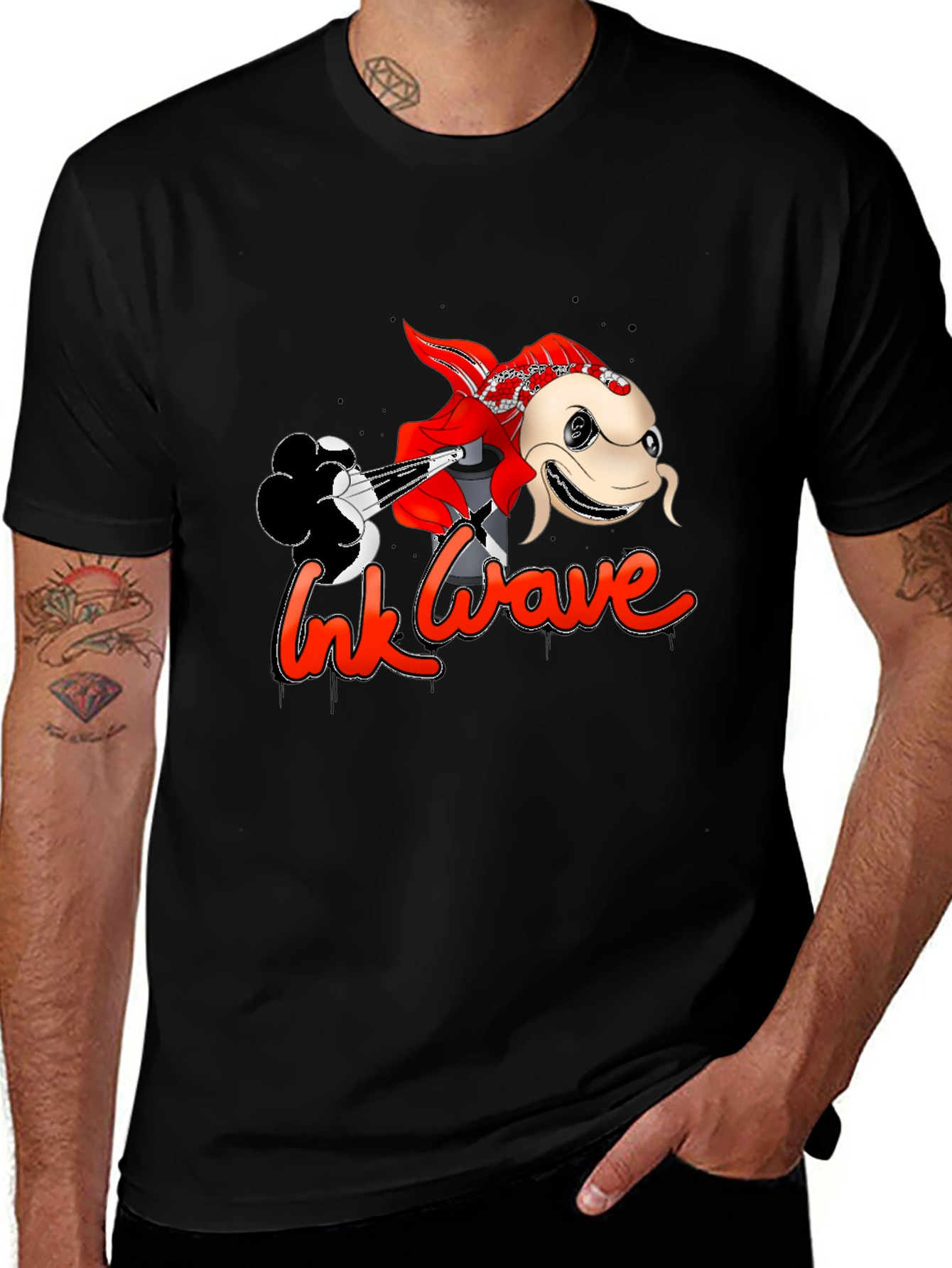 Ink Wave Graphic Tee - Black Unisex T-Shirt