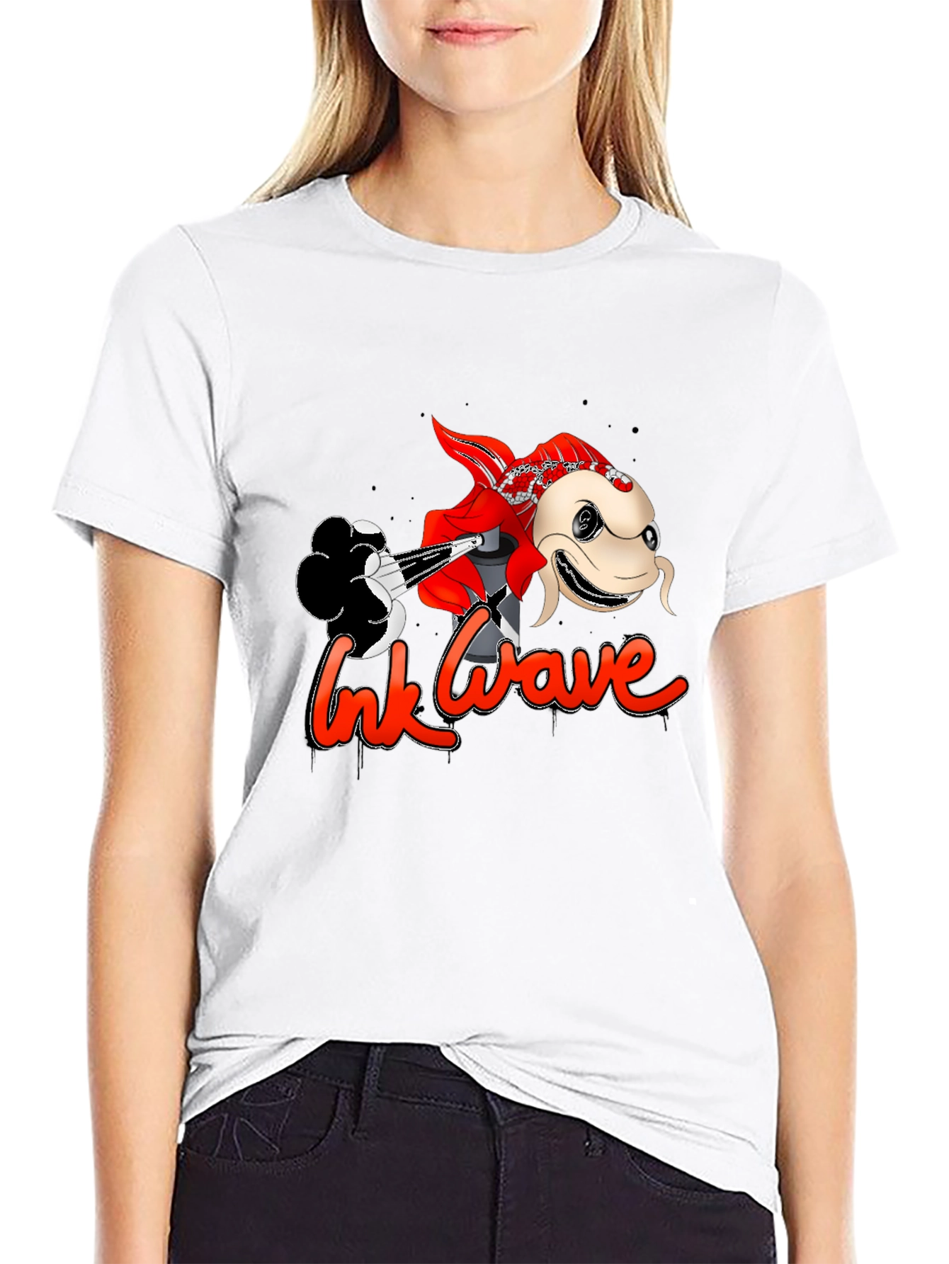 Ink Wave Graphic Tee - Black Unisex T-Shirt