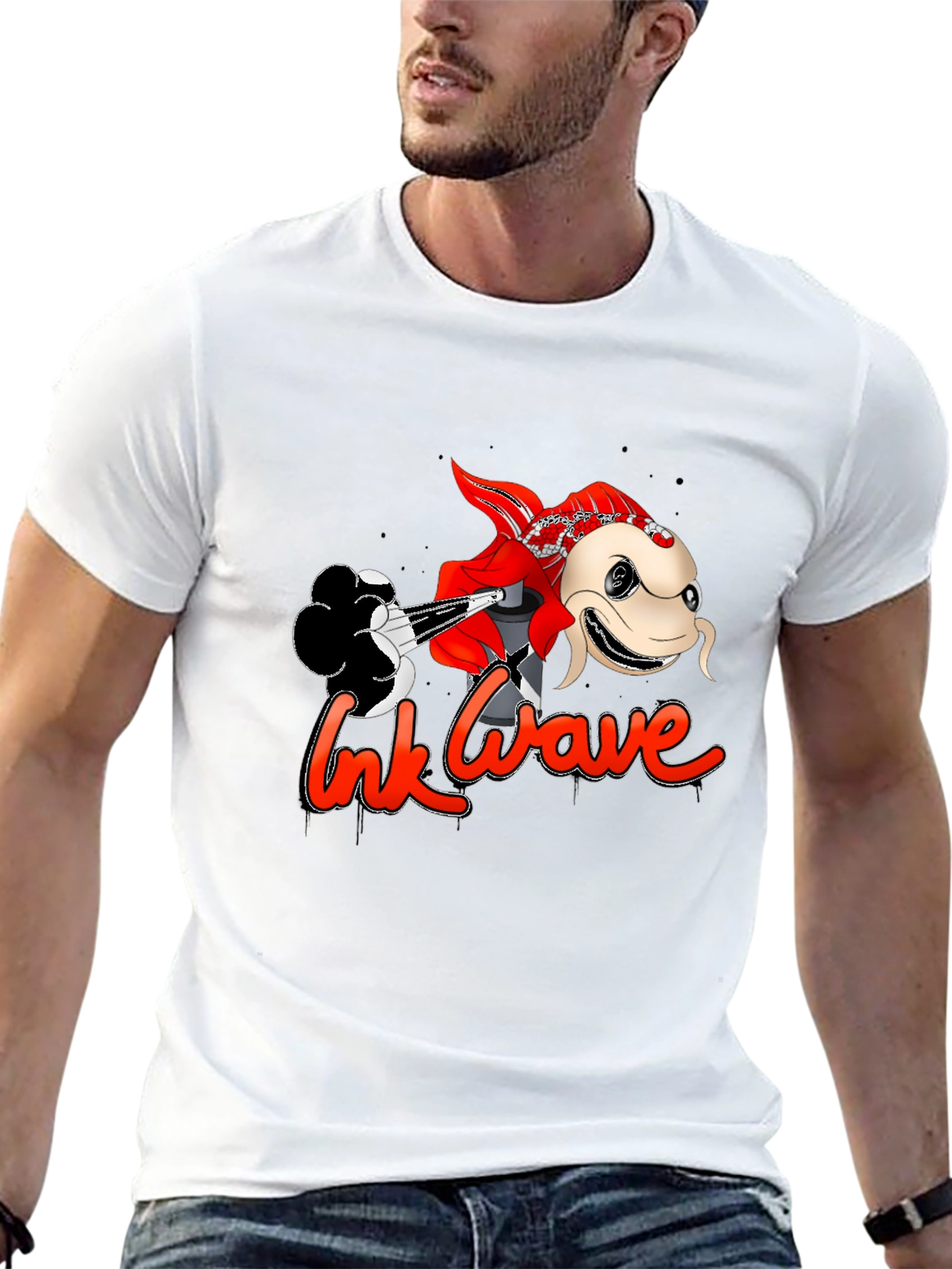 Ink Wave Graphic Tee - Black Unisex T-Shirt