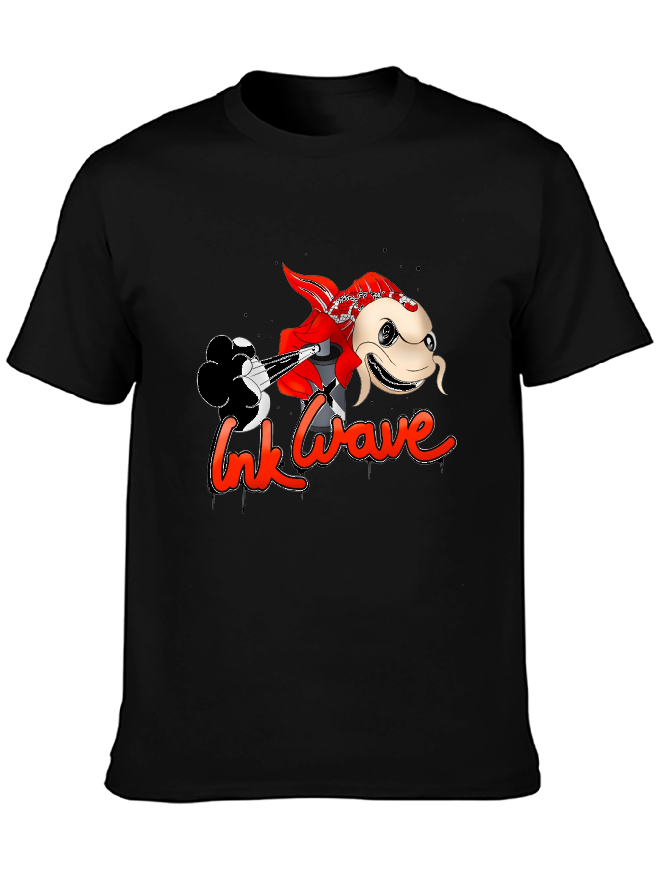 Ink Wave Graphic Tee - Black Unisex T-Shirt