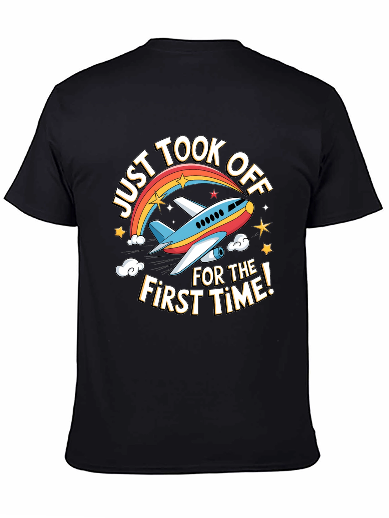 Just Took Off T-Shirt - Airplane Rainbow Design