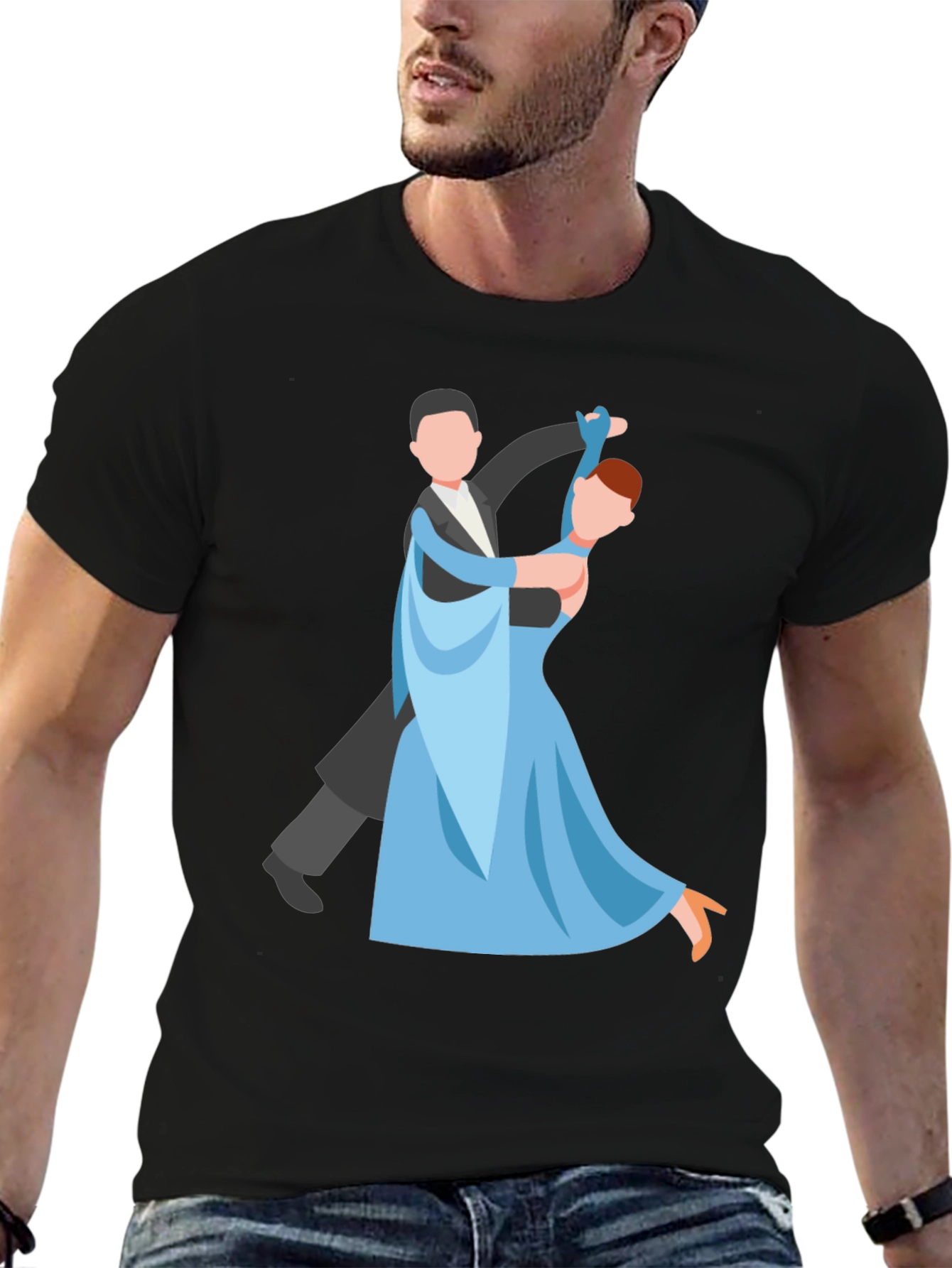 Dancing Couple Graphic Tee - Black Cotton T-Shirt