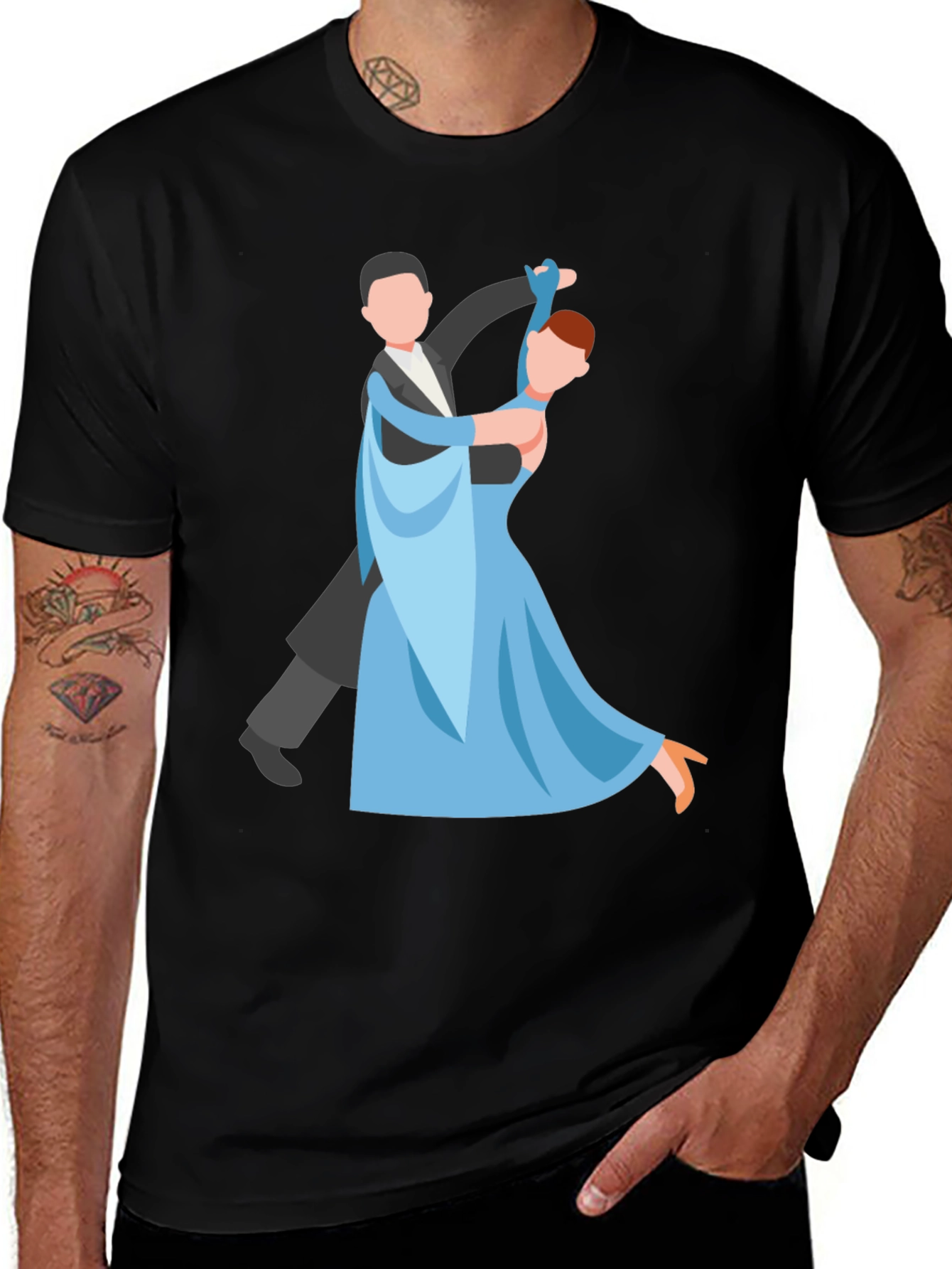 Dancing Couple Graphic Tee - Black Cotton T-Shirt