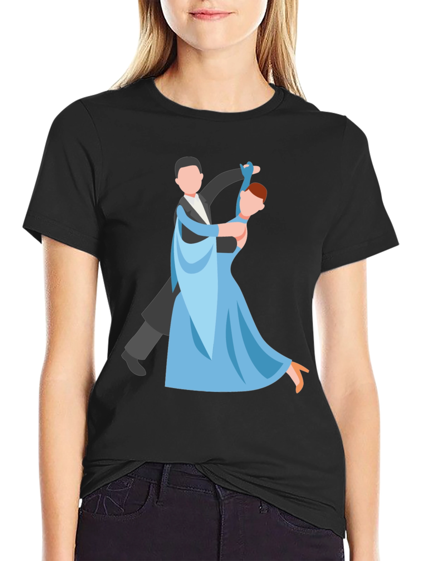 Dancing Couple Graphic Tee - Black Cotton T-Shirt