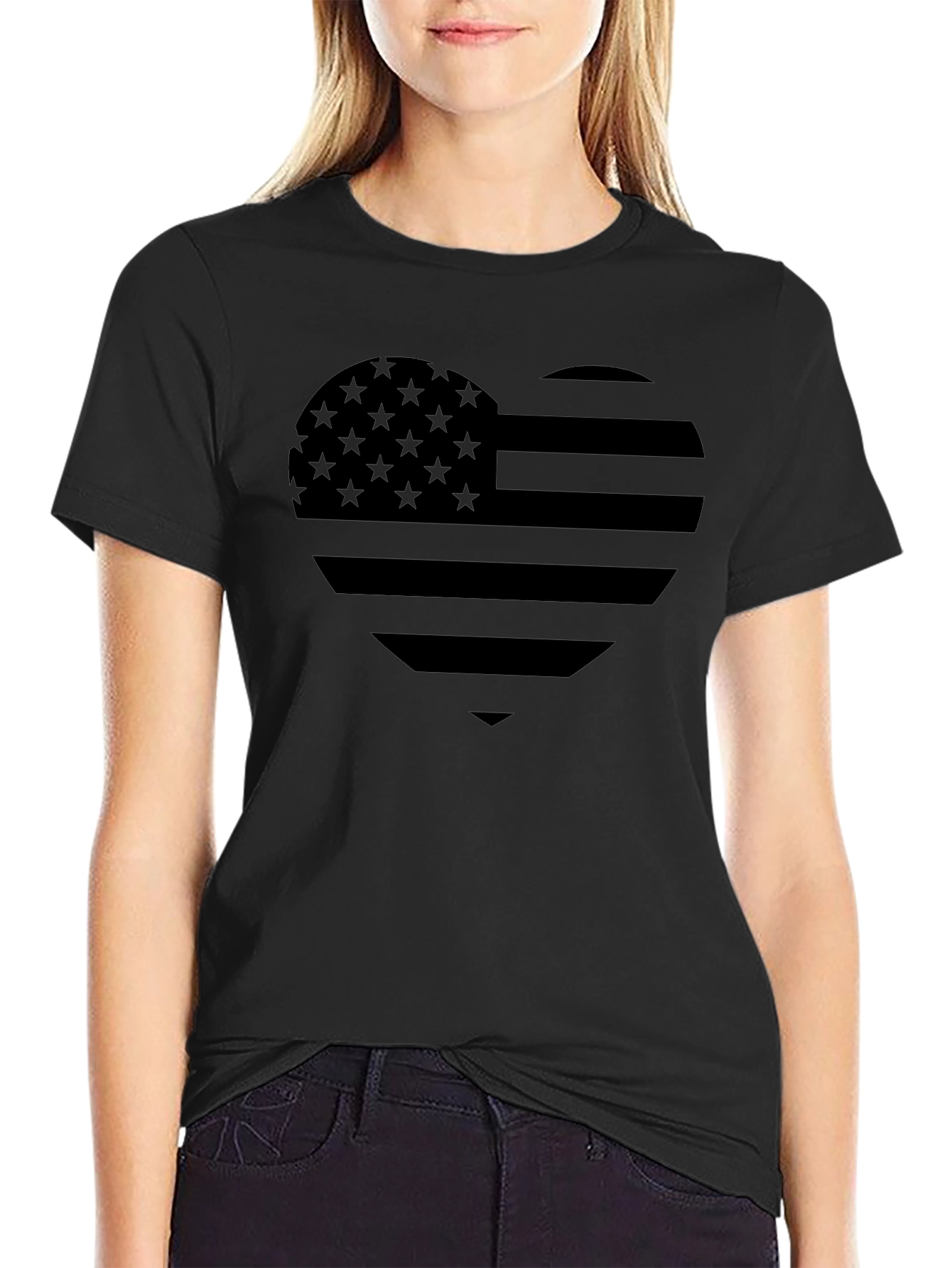 American Flag Heart T-Shirt - Patriotic Tee