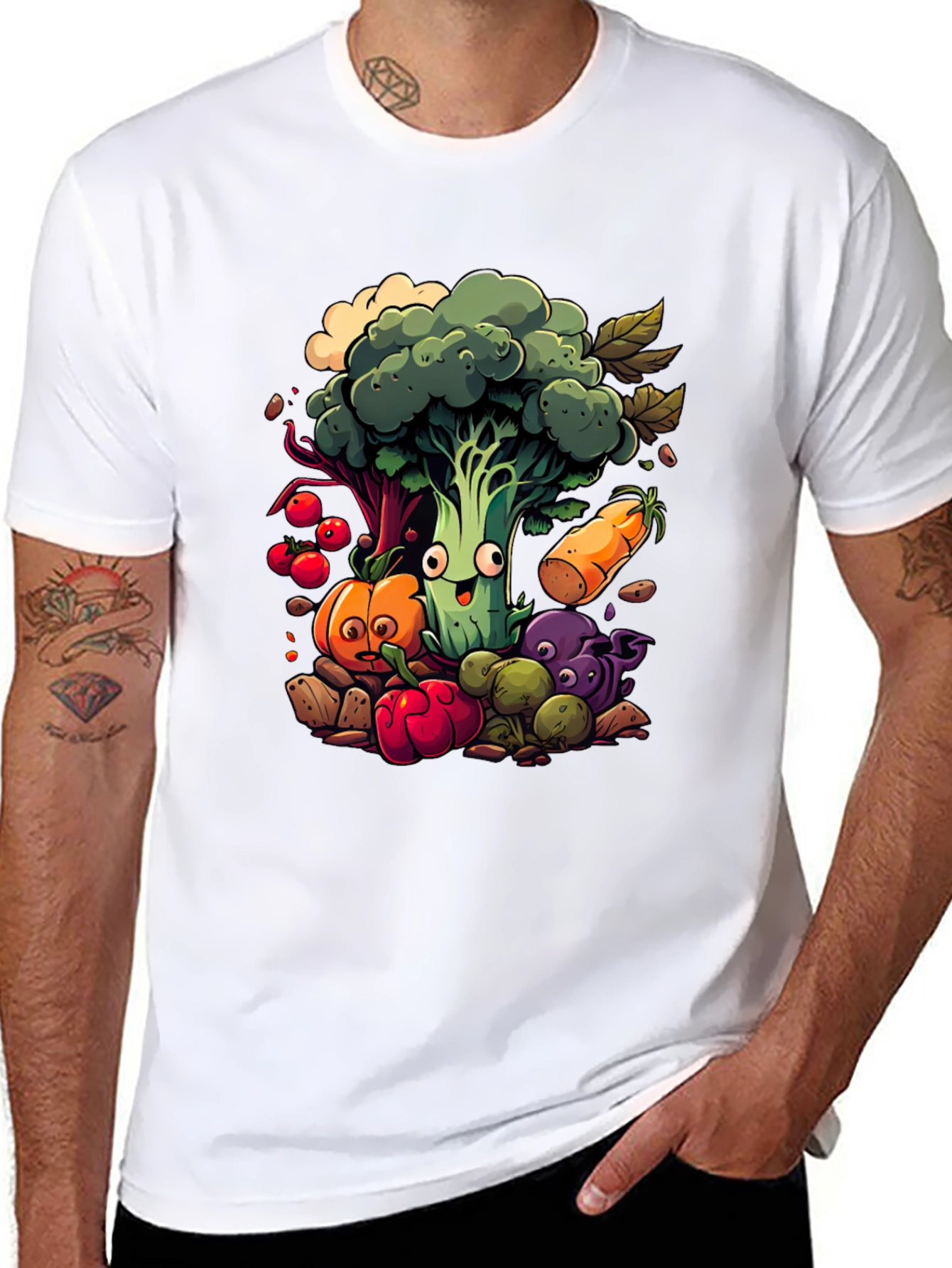 Vegetable Cartoon Graphic Tee