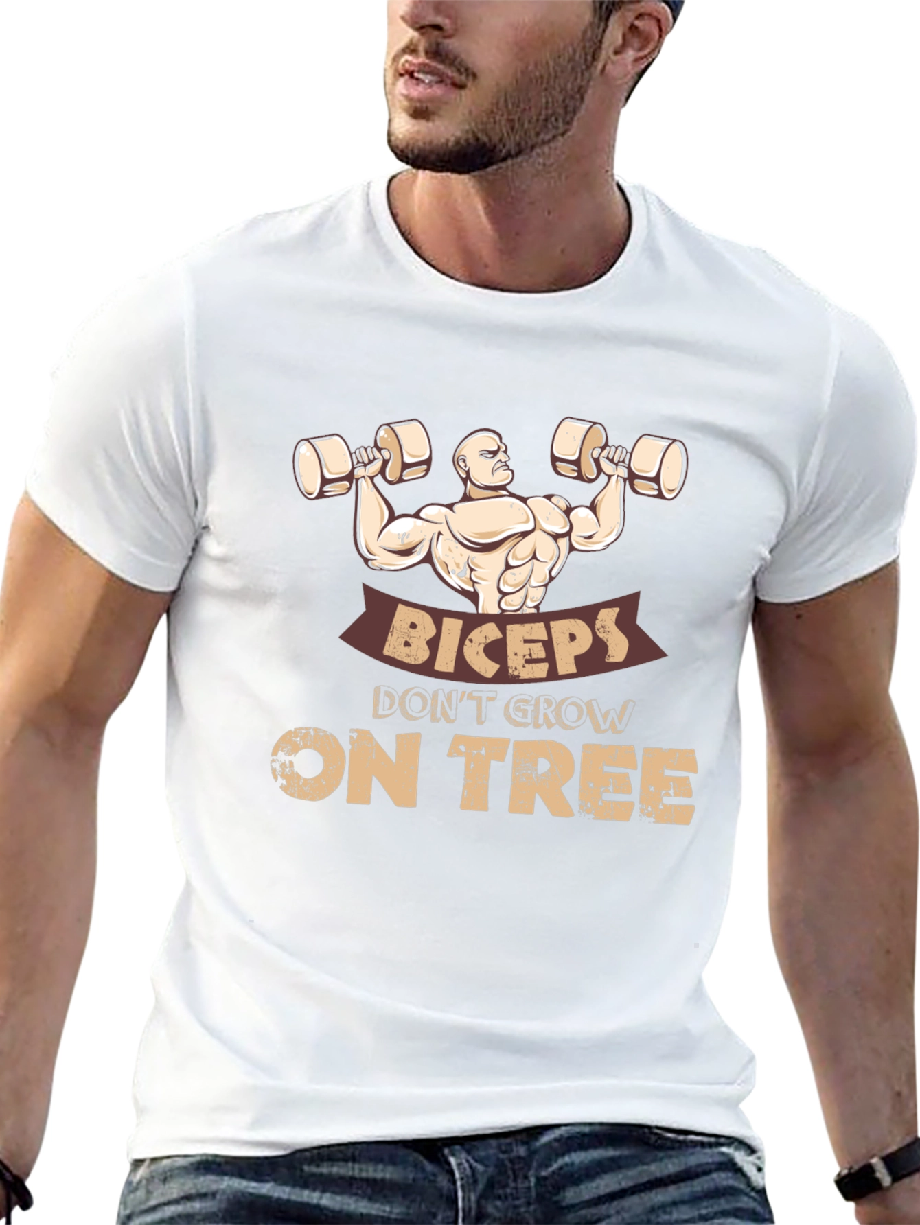 Biceps Dont Grow on Trees Funny Gym T-Shirt