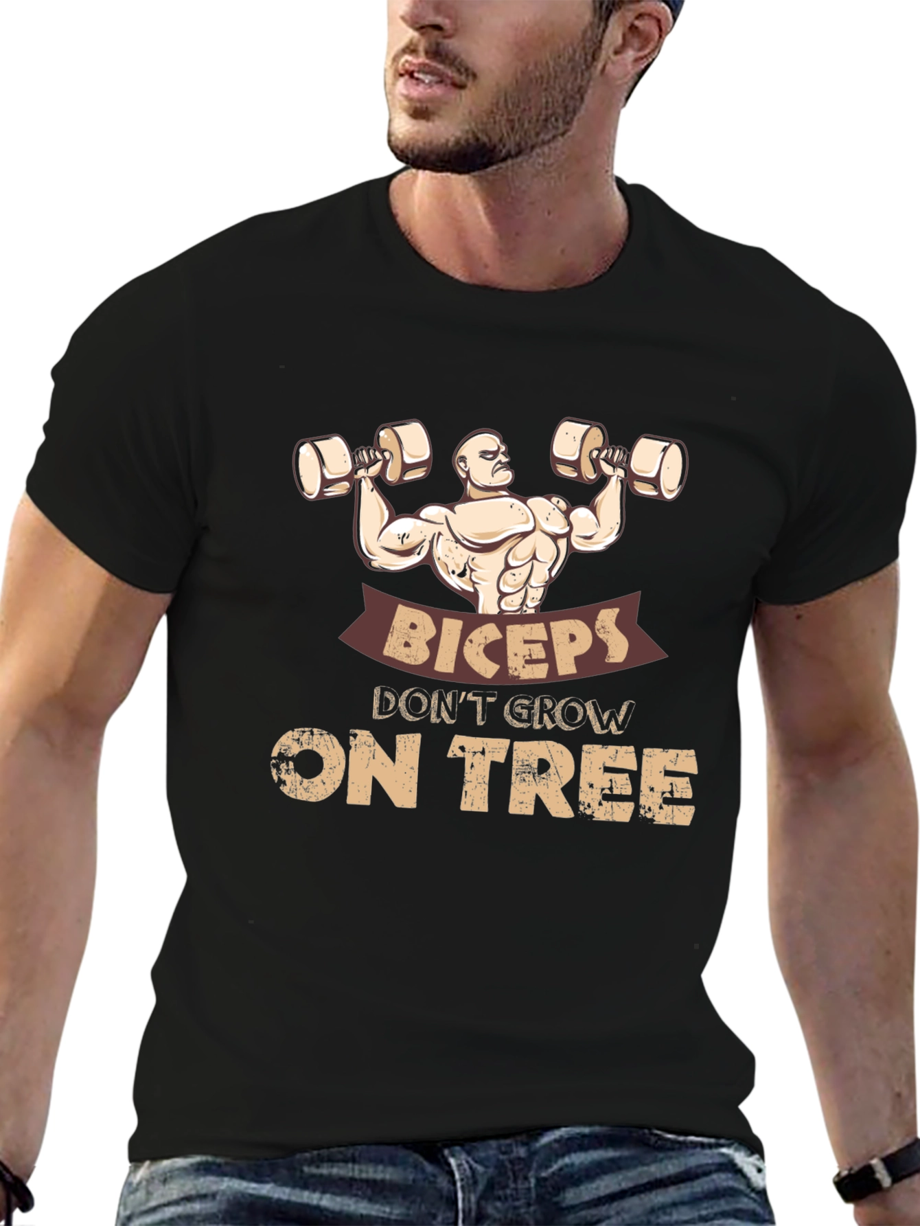 Biceps Dont Grow on Trees Funny Gym T-Shirt