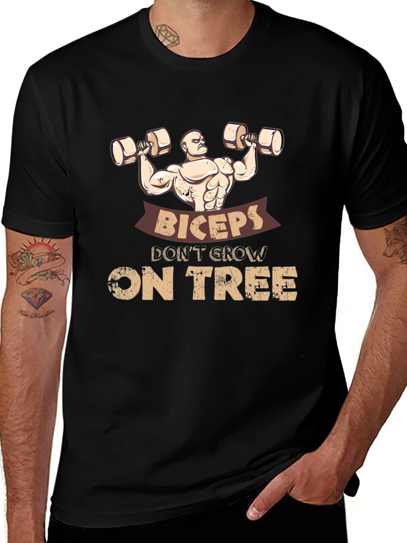 Biceps Dont Grow on Trees Funny Gym T-Shirt