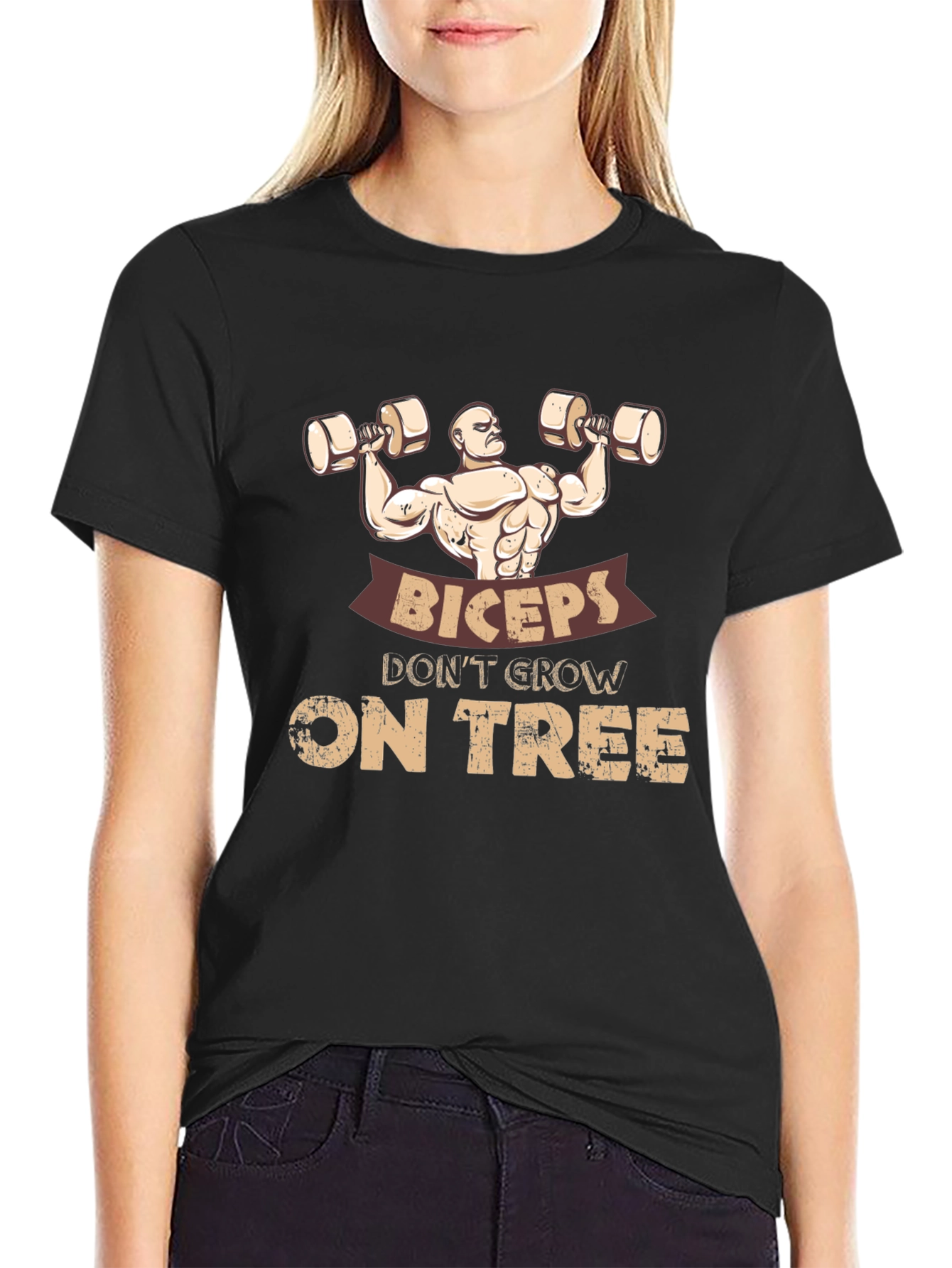 Biceps Dont Grow on Trees Funny Gym T-Shirt