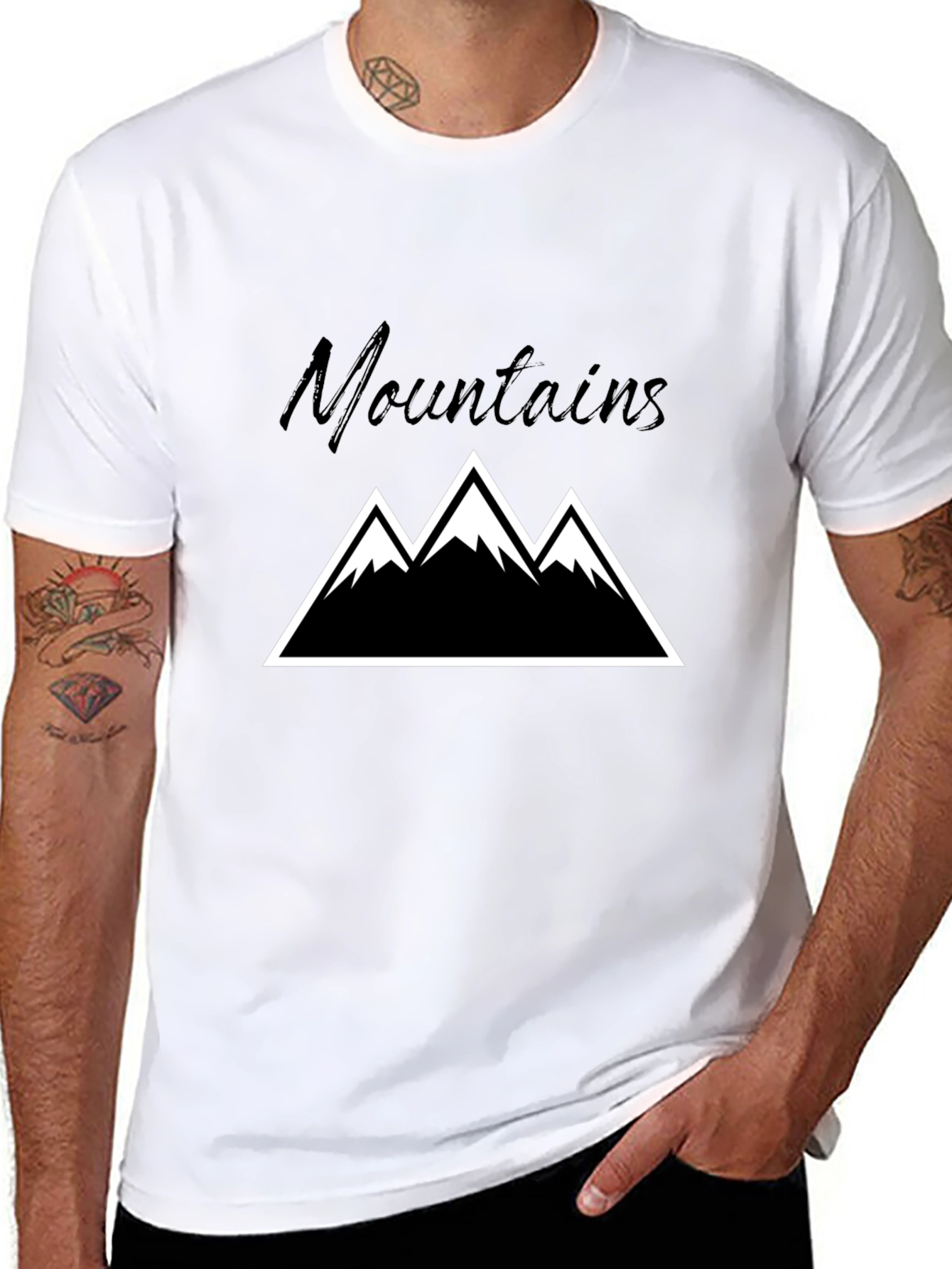 Mountains Graphic T-Shirt - Black Cotton Tee