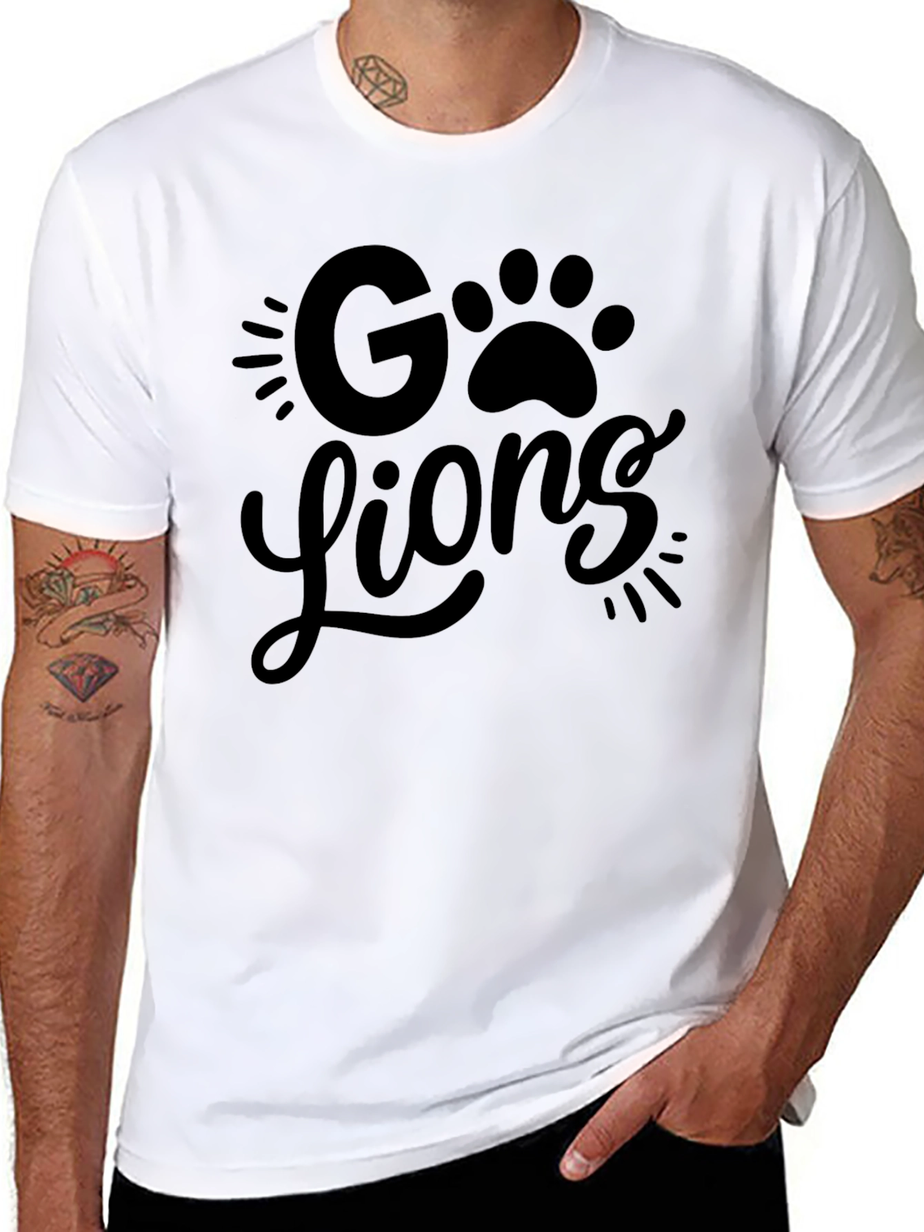 Go Lions Graphic T-Shirt - Black Crew Neck