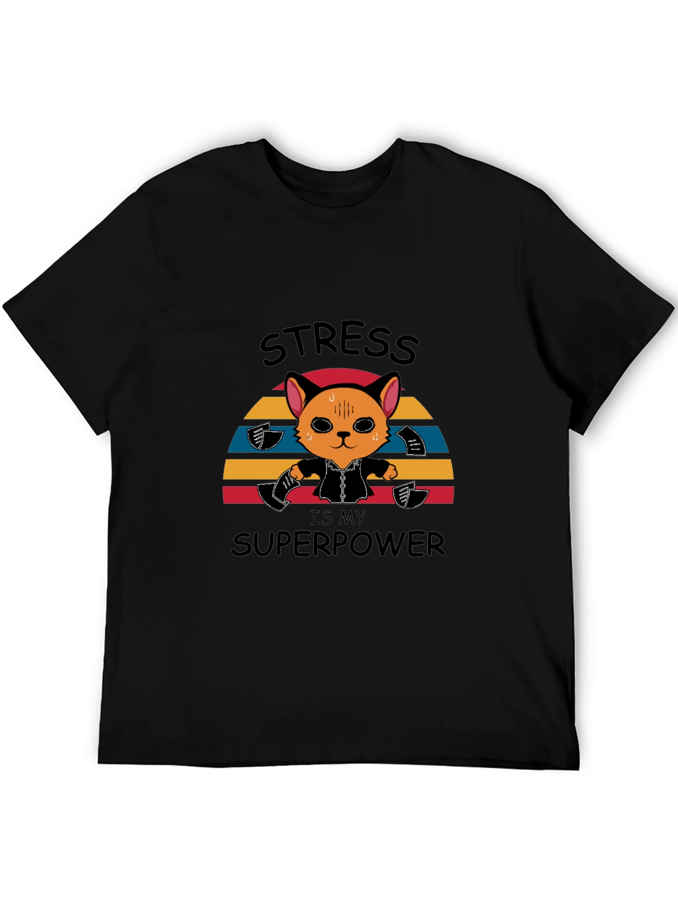 Stress is My Superpower Funny Cat T-Shirt