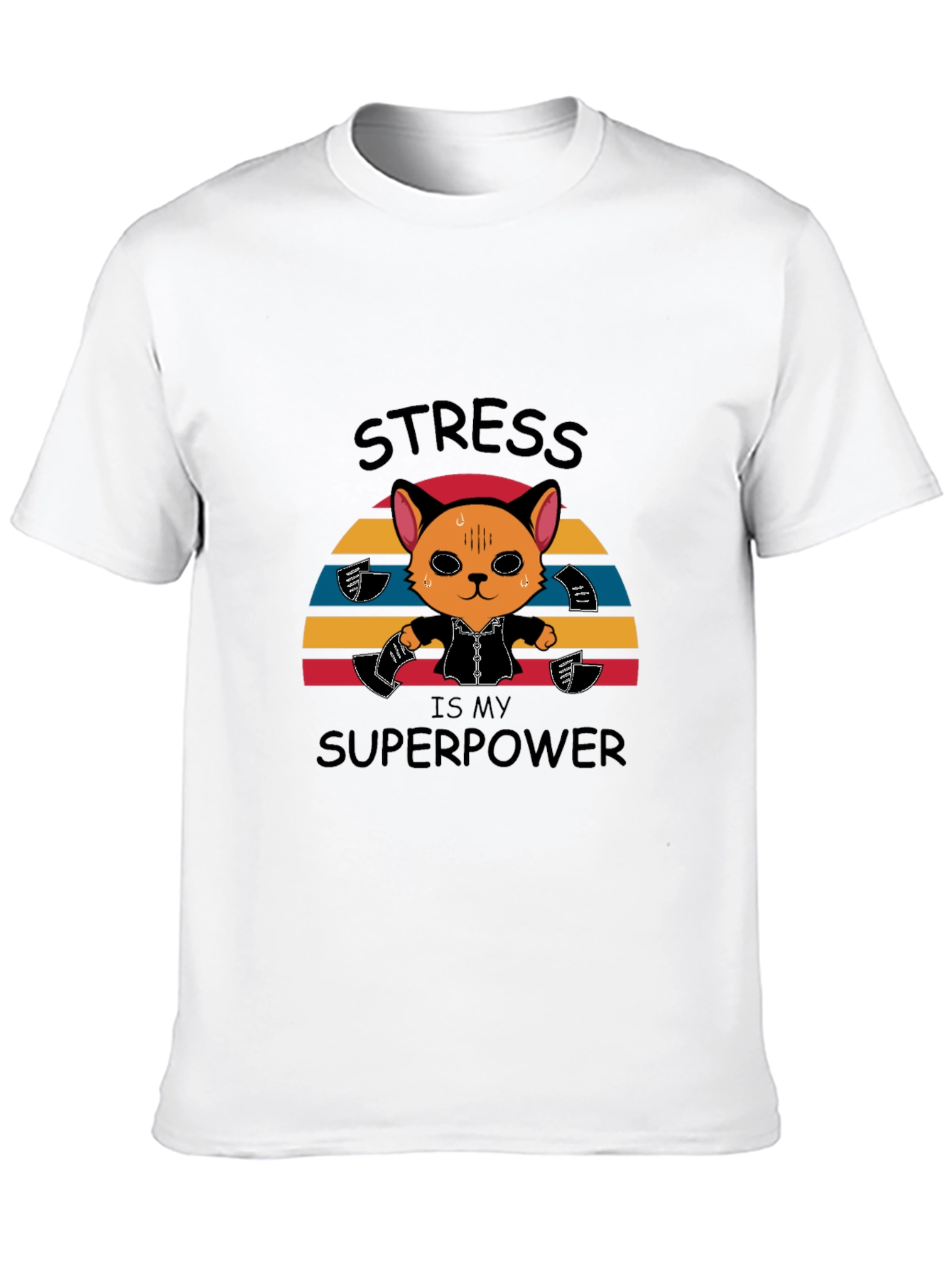 Stress is My Superpower Funny Cat T-Shirt