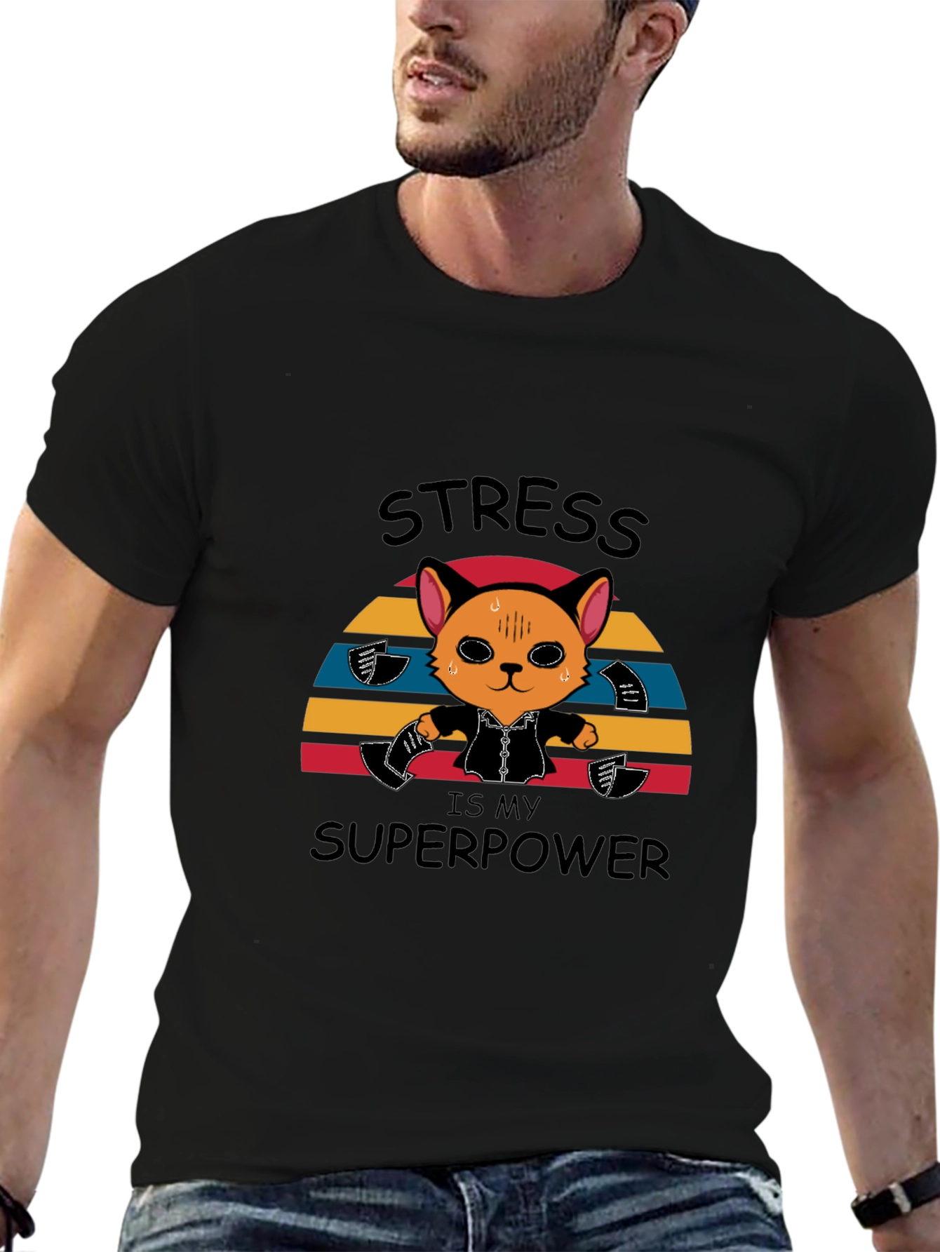 Stress is My Superpower Funny Cat T-Shirt