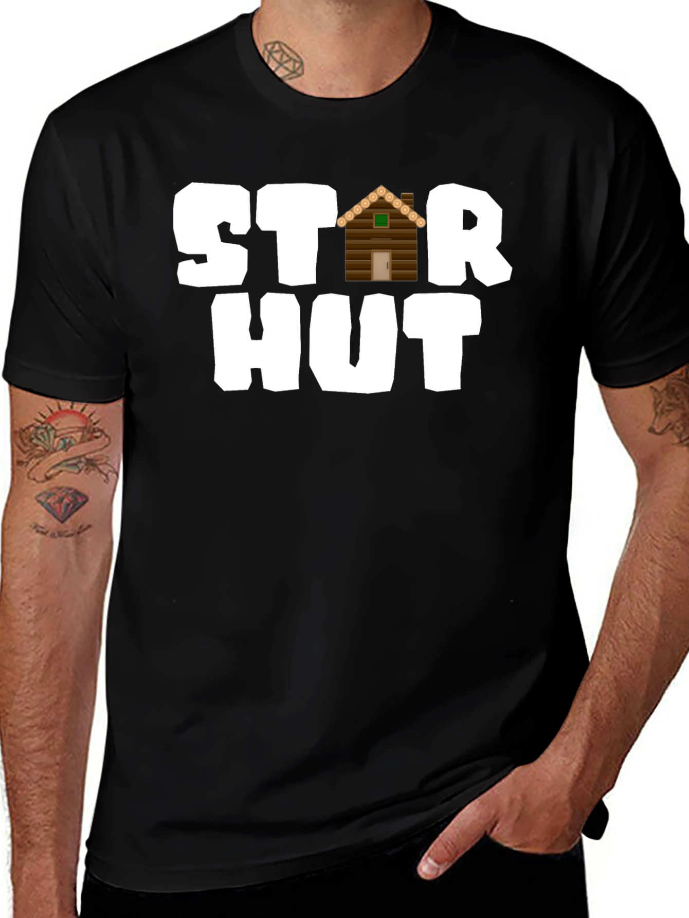 Star Hut Black Graphic T-Shirt