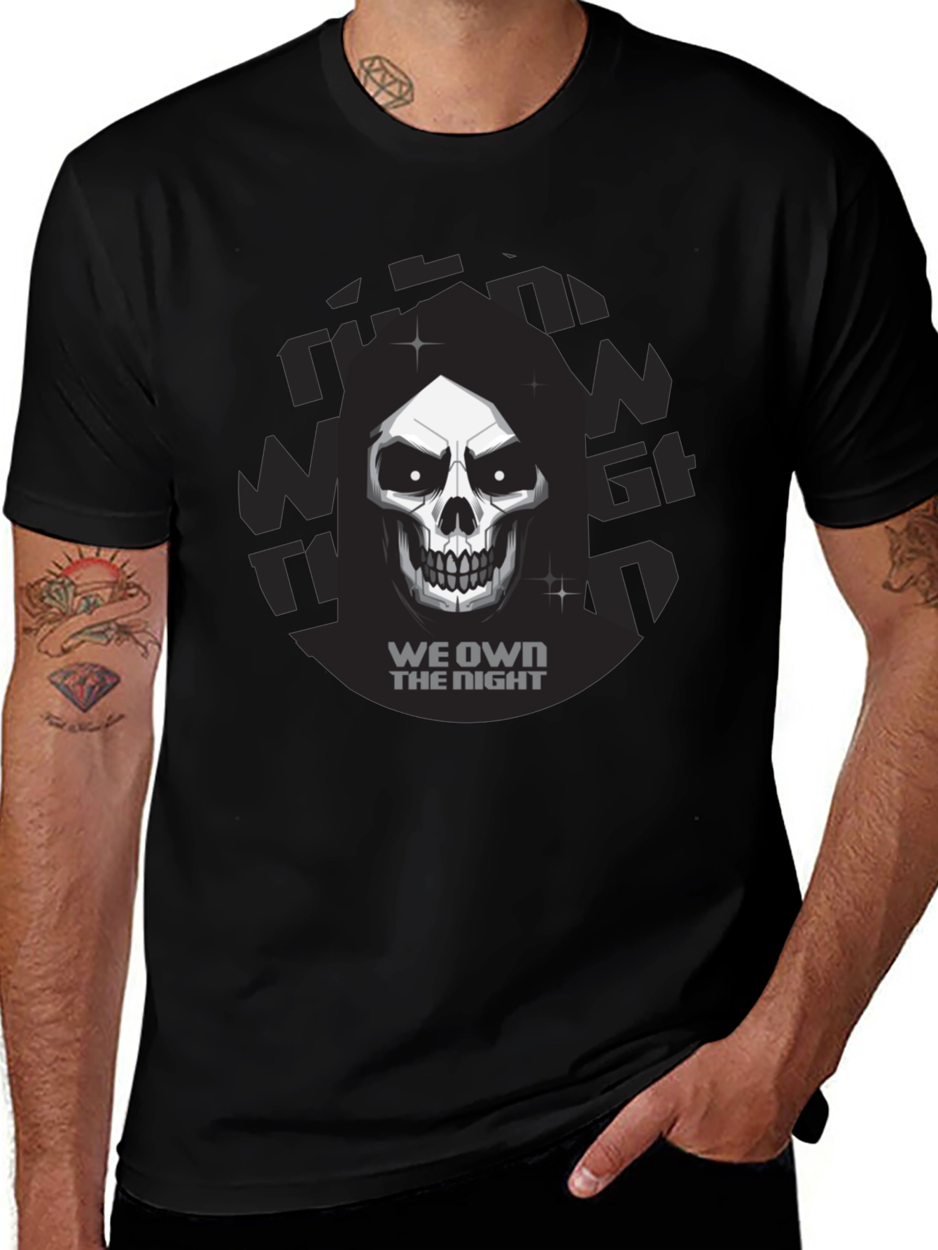 We Own The Night Skull Graphic Tee - Black