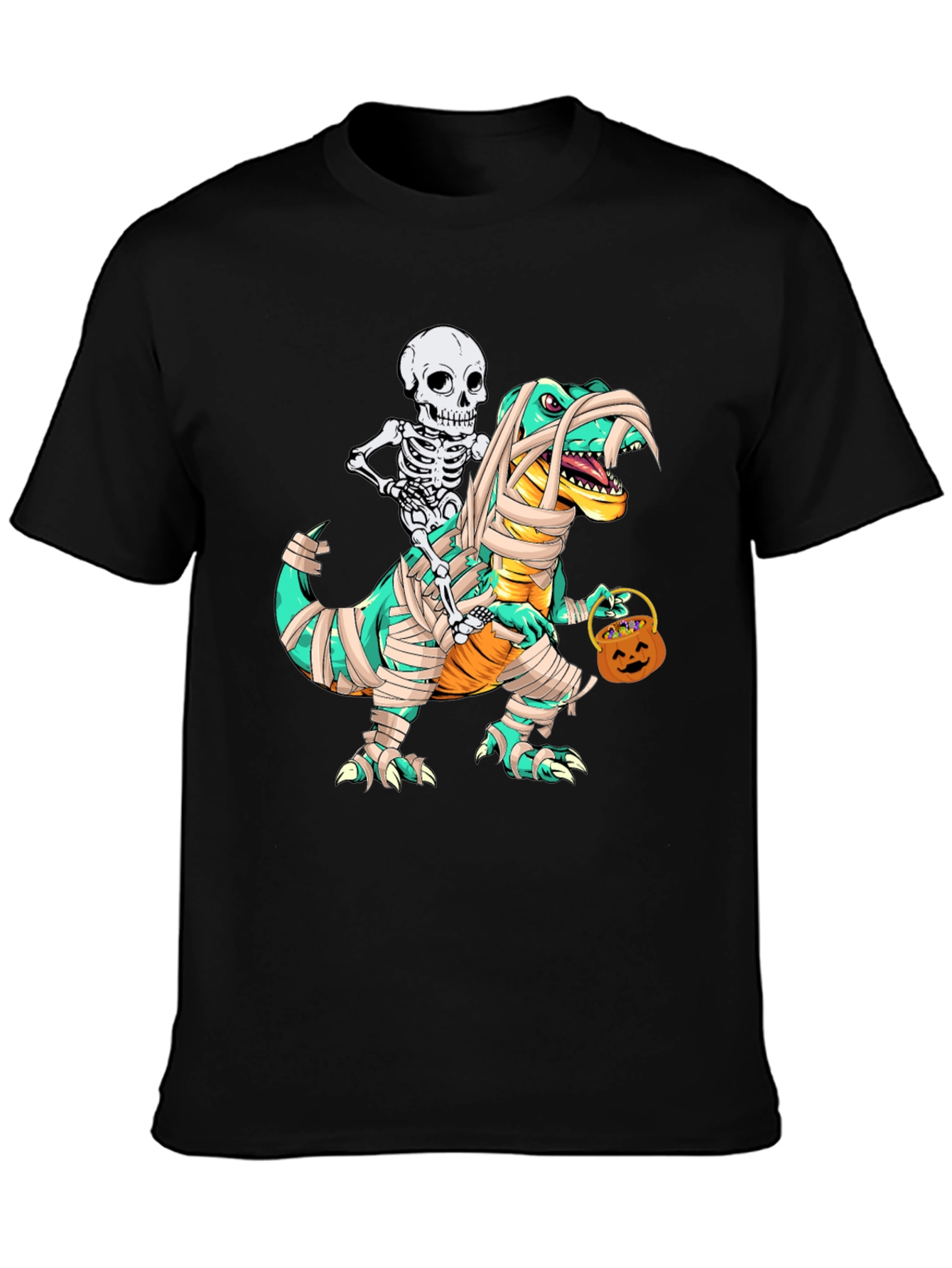 Skeleton Riding Mummy Dinosaur T-Shirt