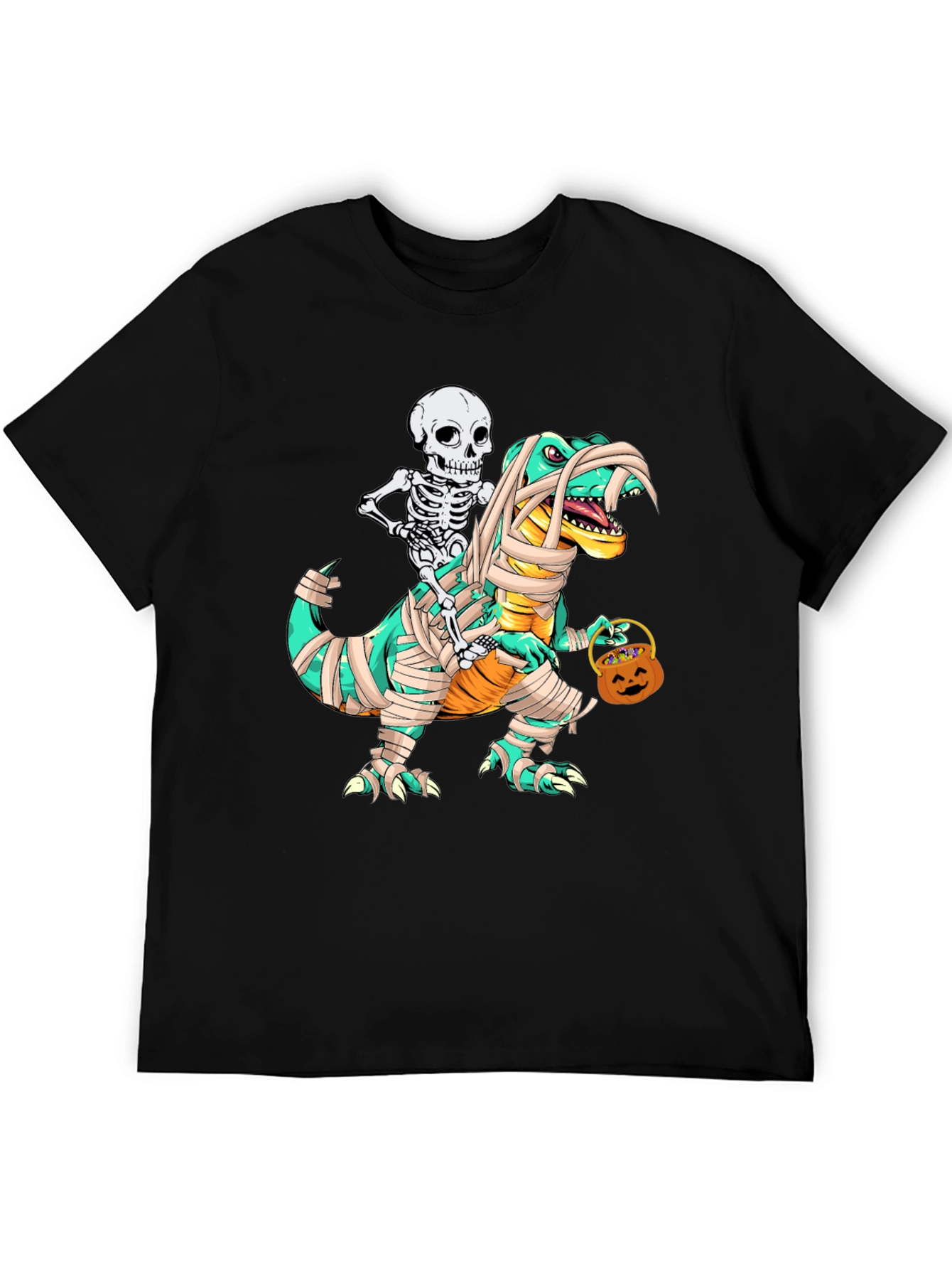 Skeleton Riding Mummy Dinosaur T-Shirt