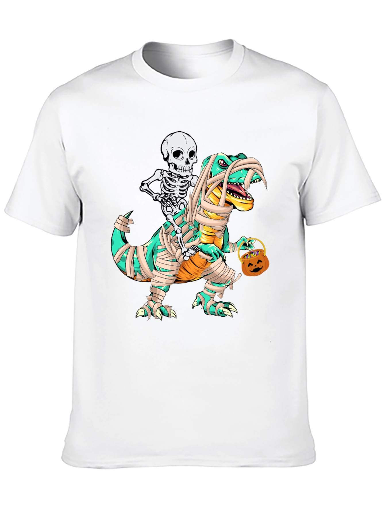 Skeleton Riding Mummy Dinosaur T-Shirt