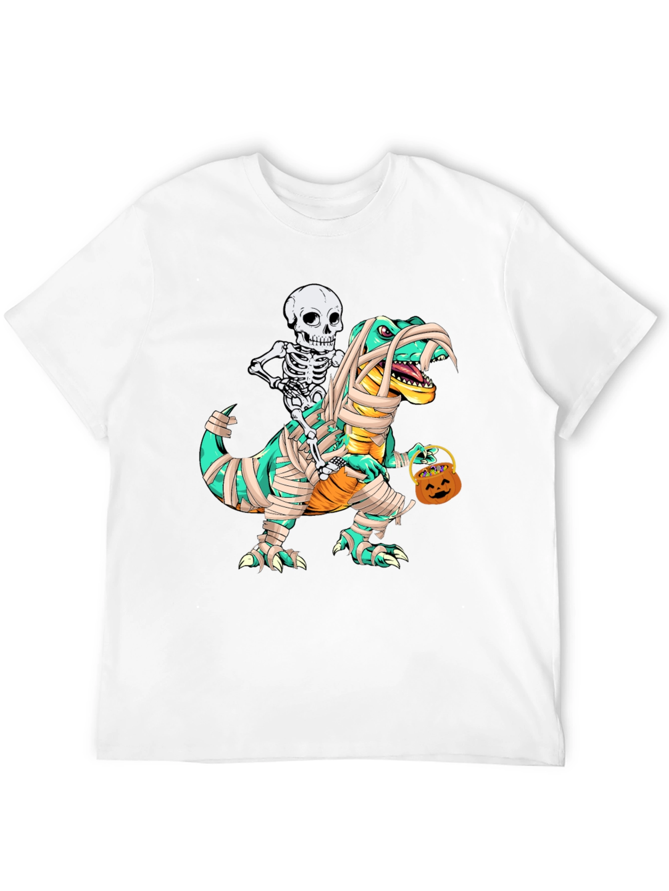 Skeleton Riding Mummy Dinosaur T-Shirt