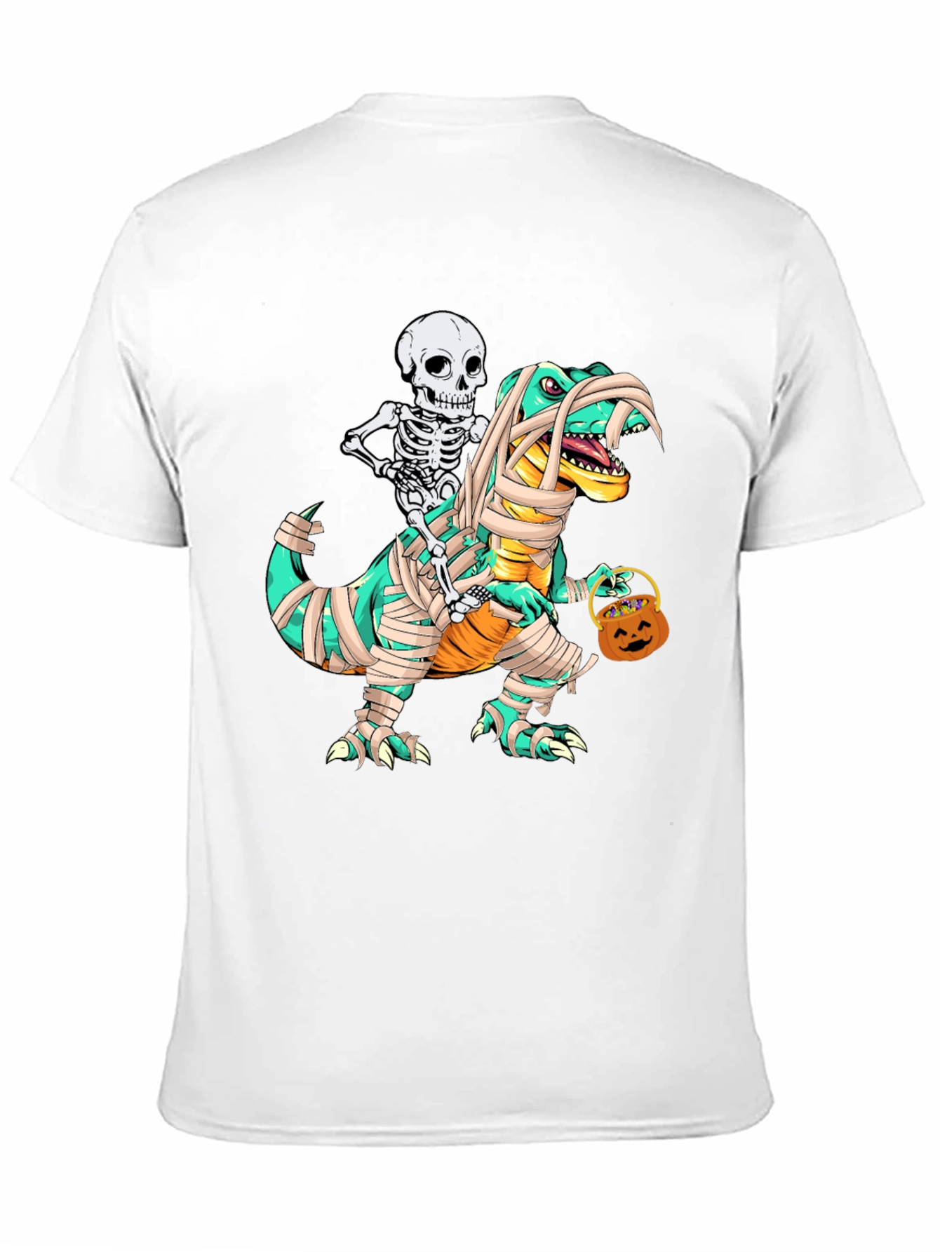 Skeleton Riding Mummy Dinosaur T-Shirt