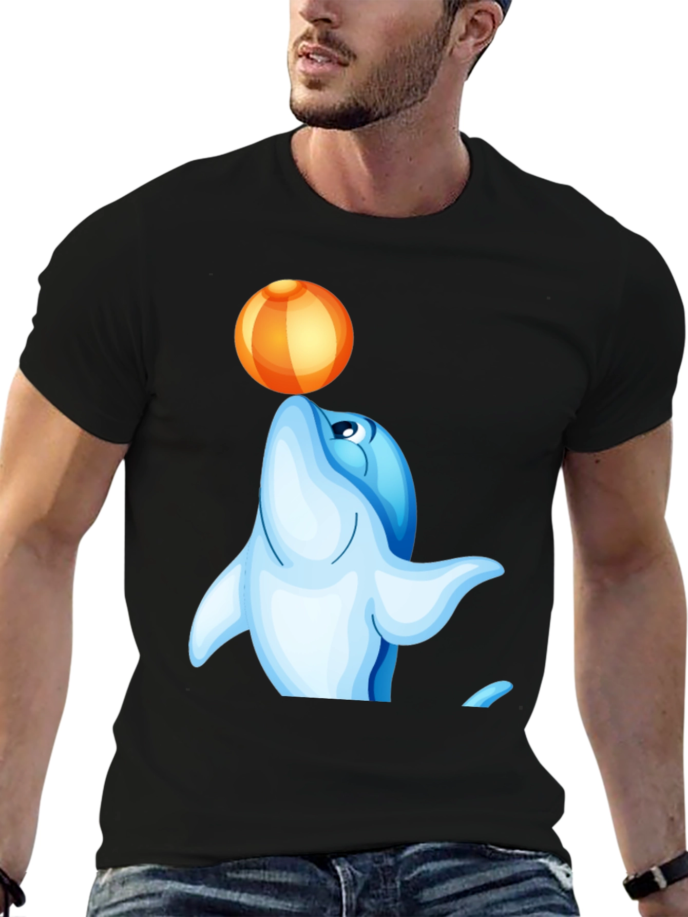 Dolphin with Ball T-Shirt - Unique Design
