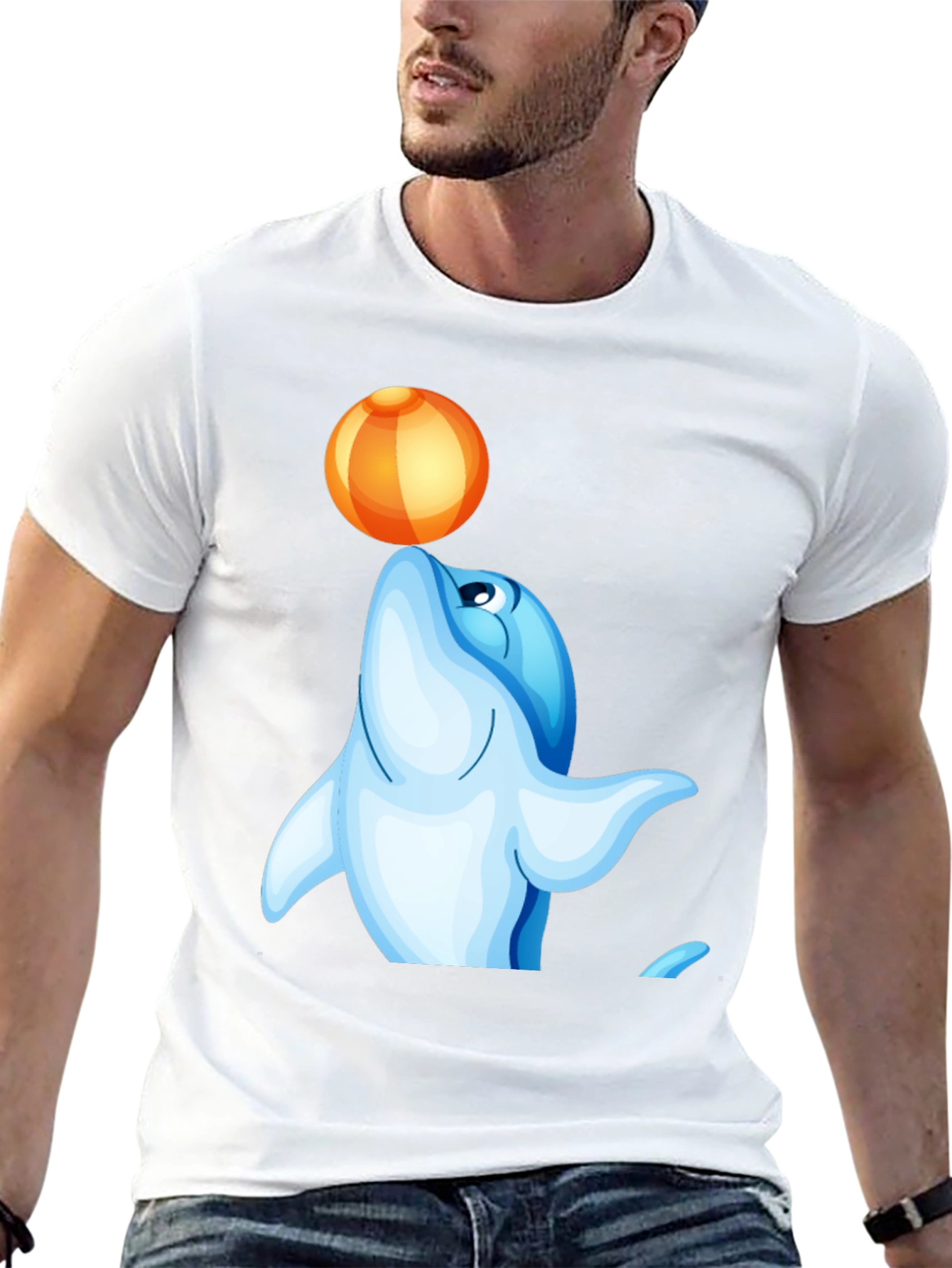 Dolphin with Ball T-Shirt - Unique Design